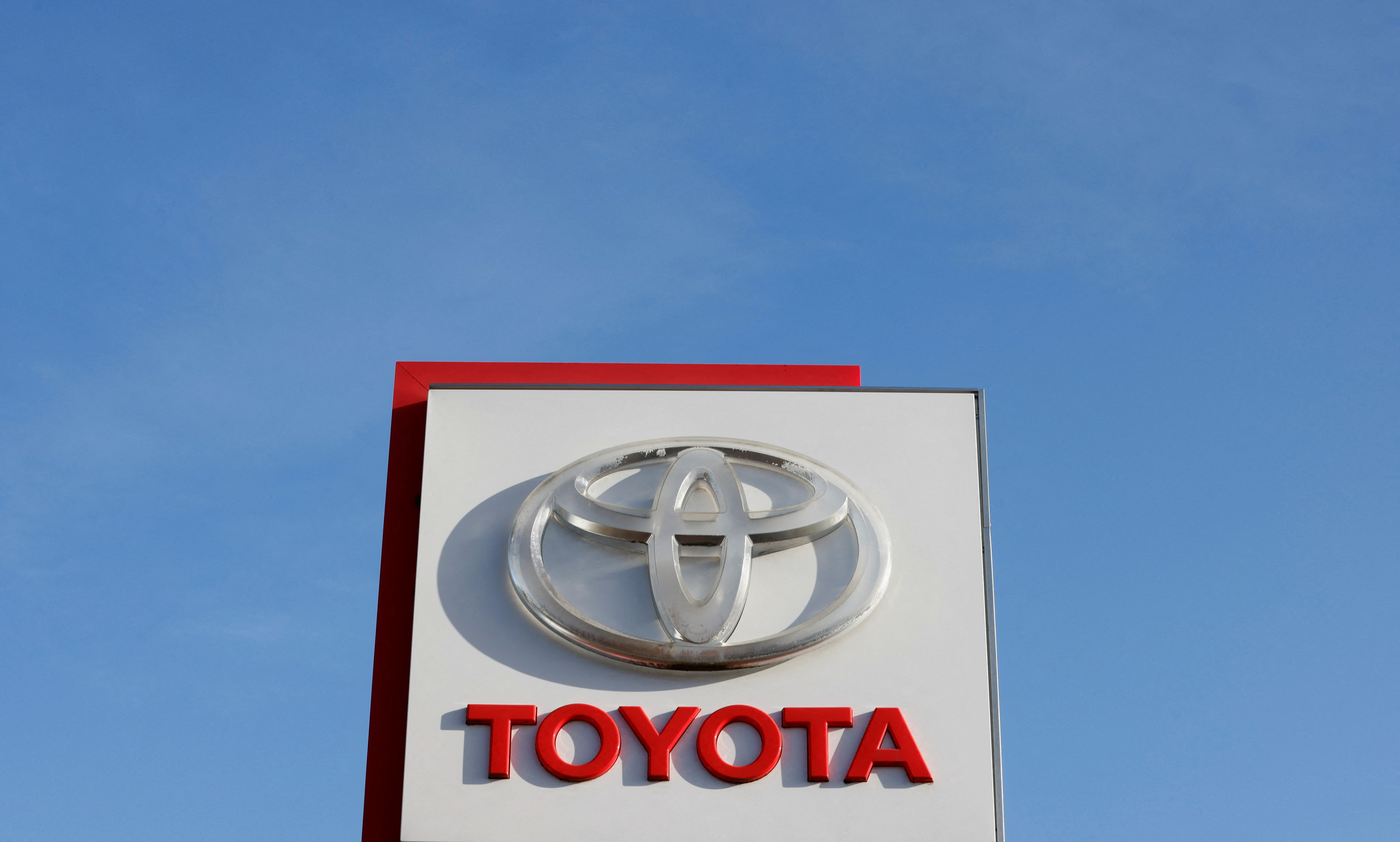 A Toyota Logo is seen at a Toyota dealership in Zaventem