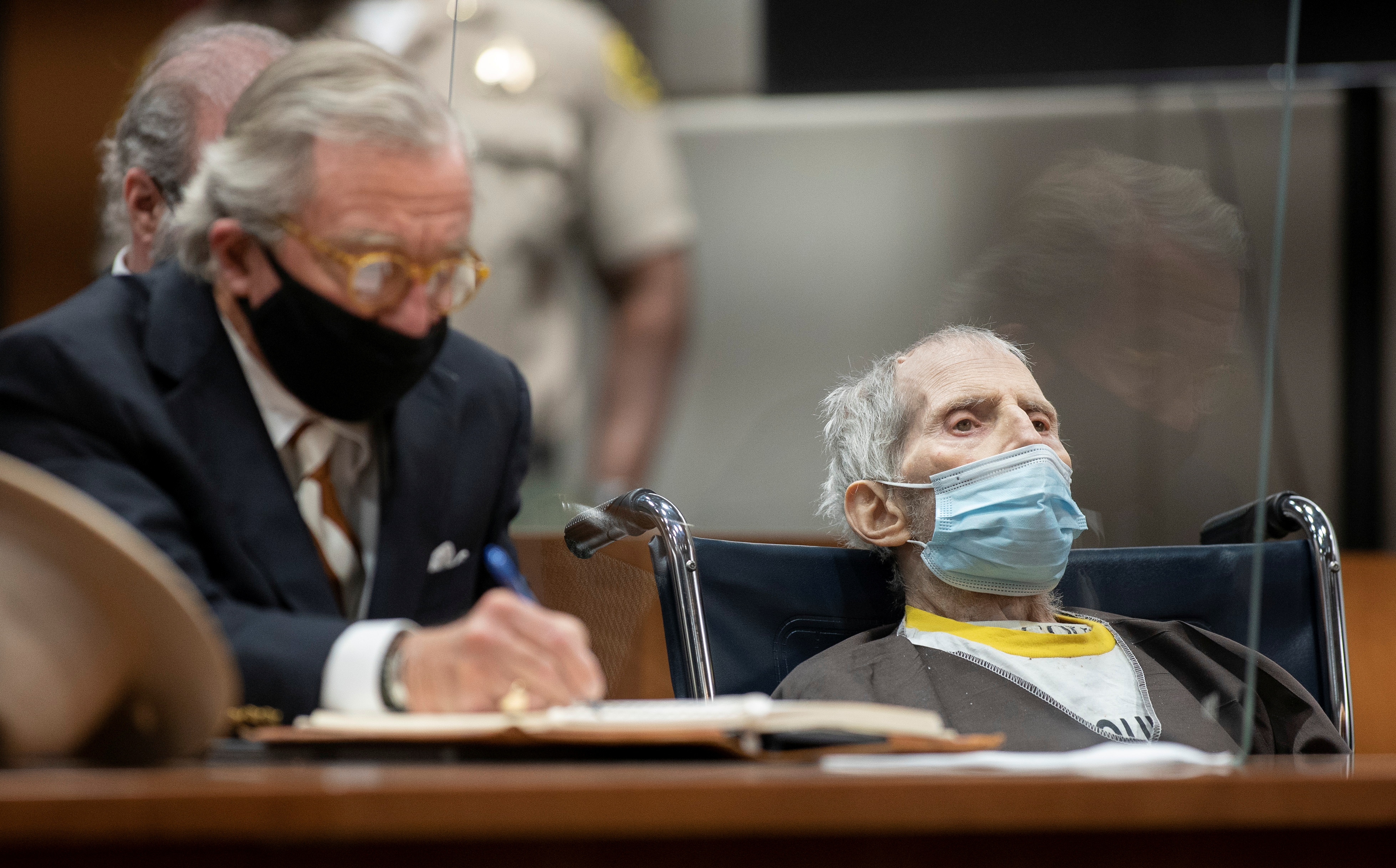Robert Durst, seated with attorney Dick DeGuerin, was sentenced to life without possibility of parole for the killing of Susan Berman, in Los Angeles