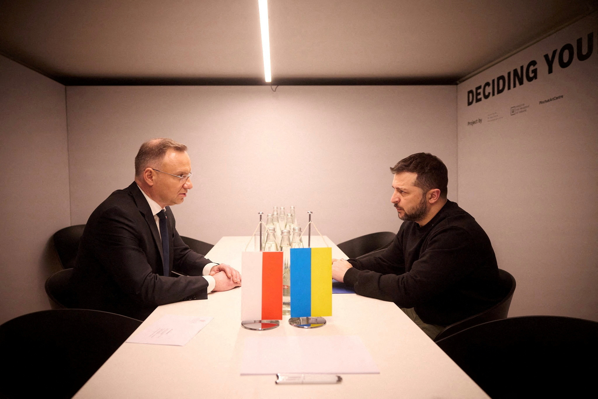 Ukraine's President Zelenskiy and Poland's President Duda attend a meeting in Davos