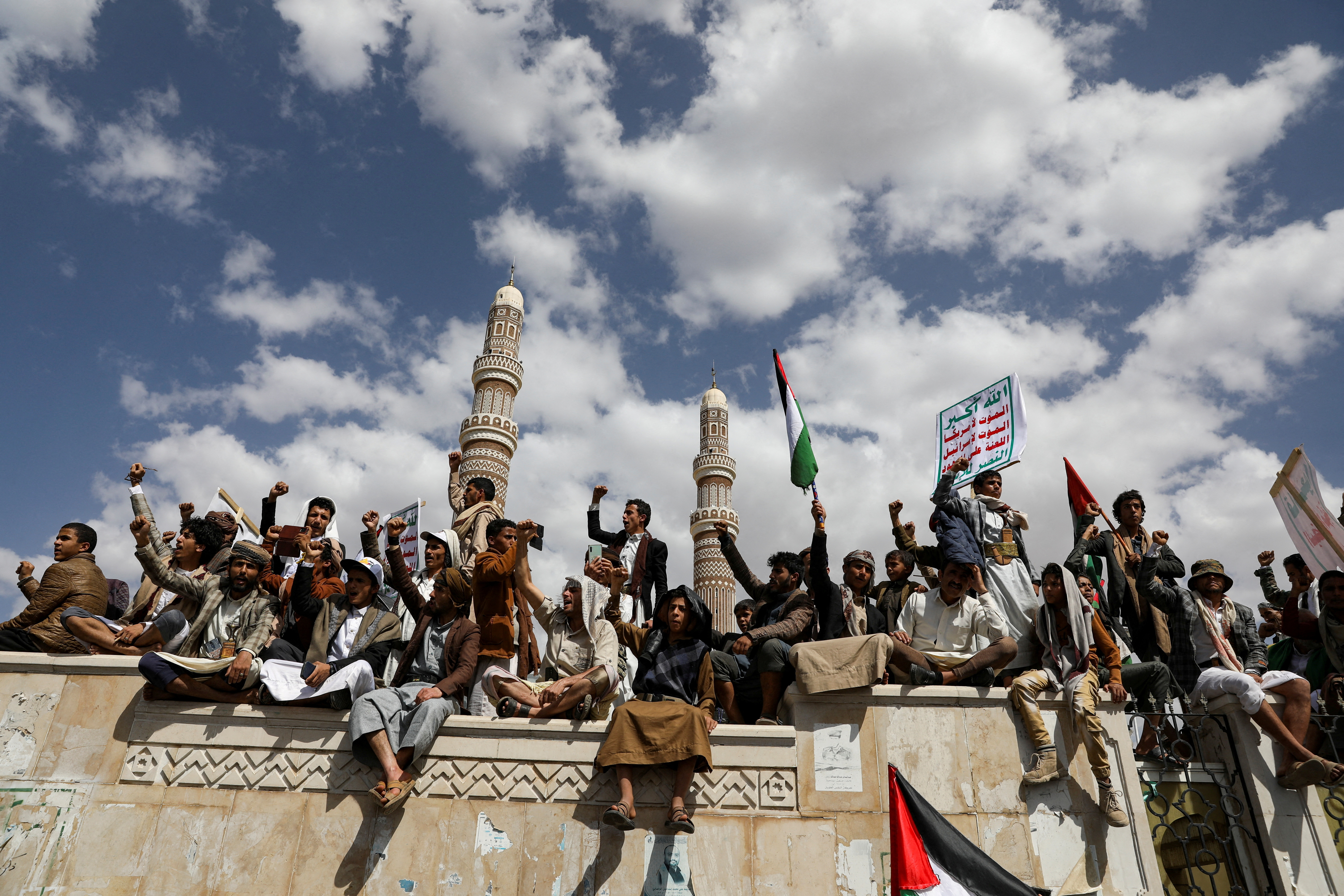 Protesters, predominantly Houthi supporters, rally in support to Palestinians in the Gaza Strip, in Sanaa