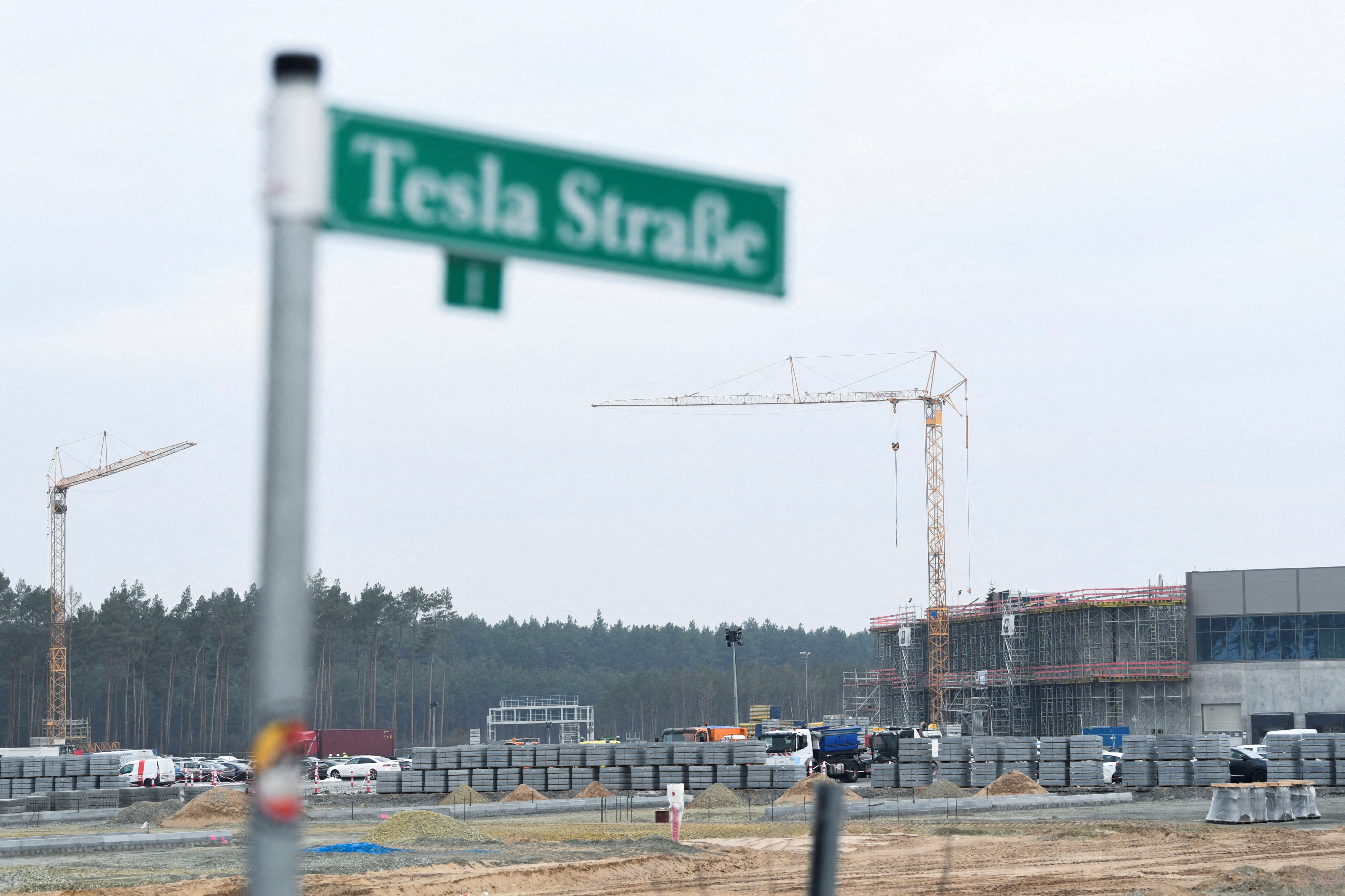 Tesla's electric car factory in Gruenheide