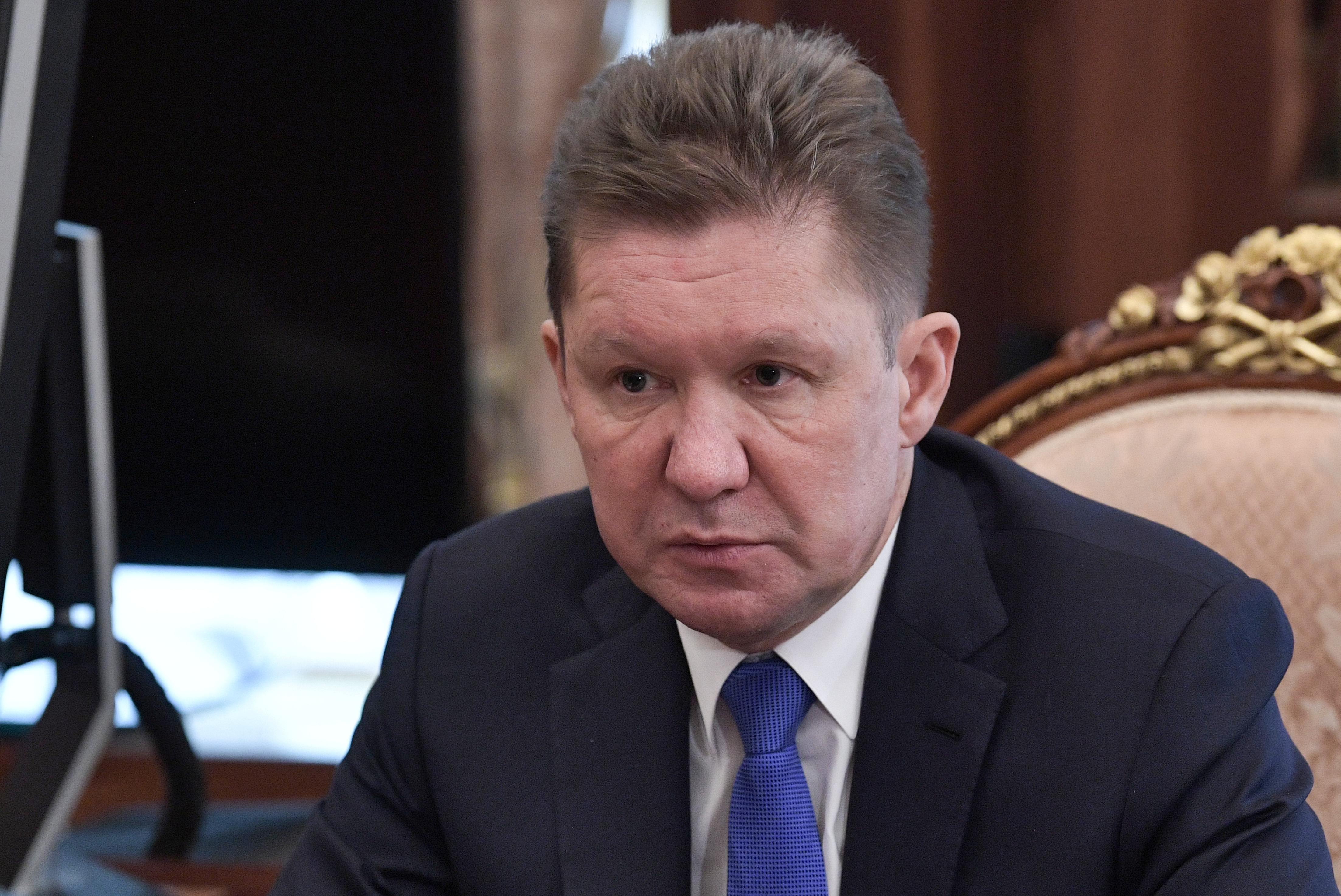 Gazprom Chief Executive Miller attends a meeting with Russian President Putin in Moscow