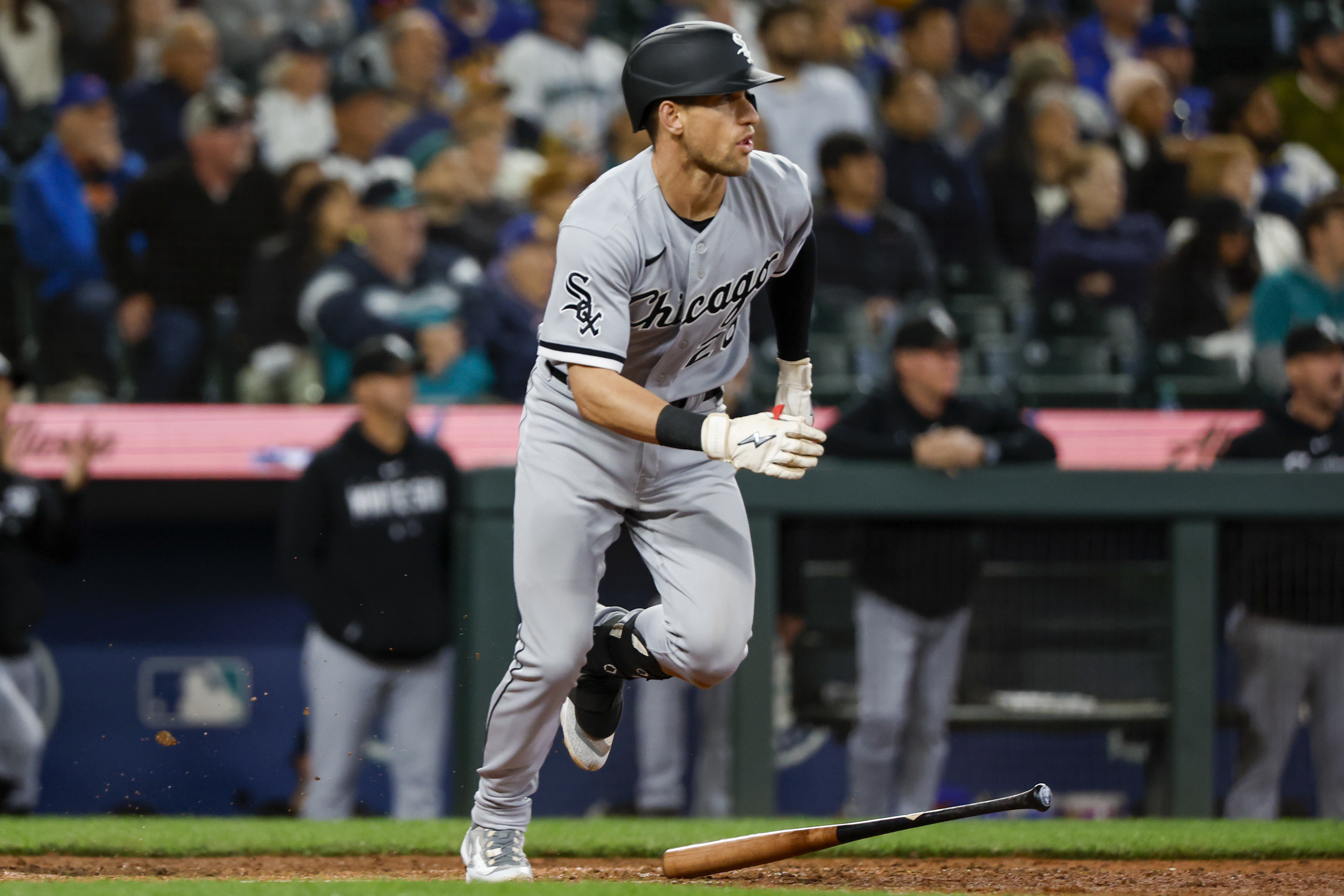 Zach Remillard of the Chicago White Sox reacts after a single during  News Photo - Getty Images