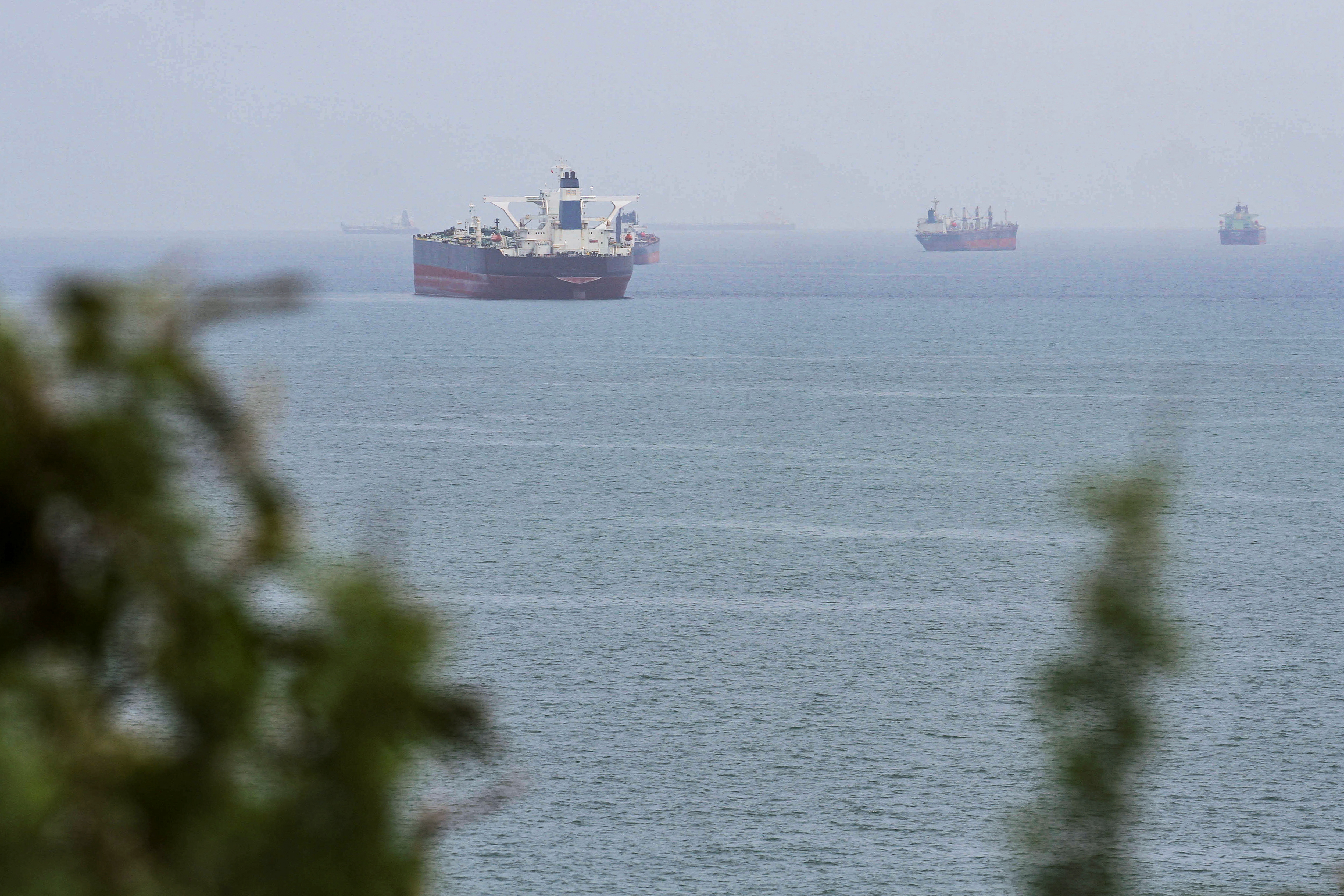 Oil tankers are pictured at Venezuelan Jose oil terminal's anchorage area, near Puerto La Cruz