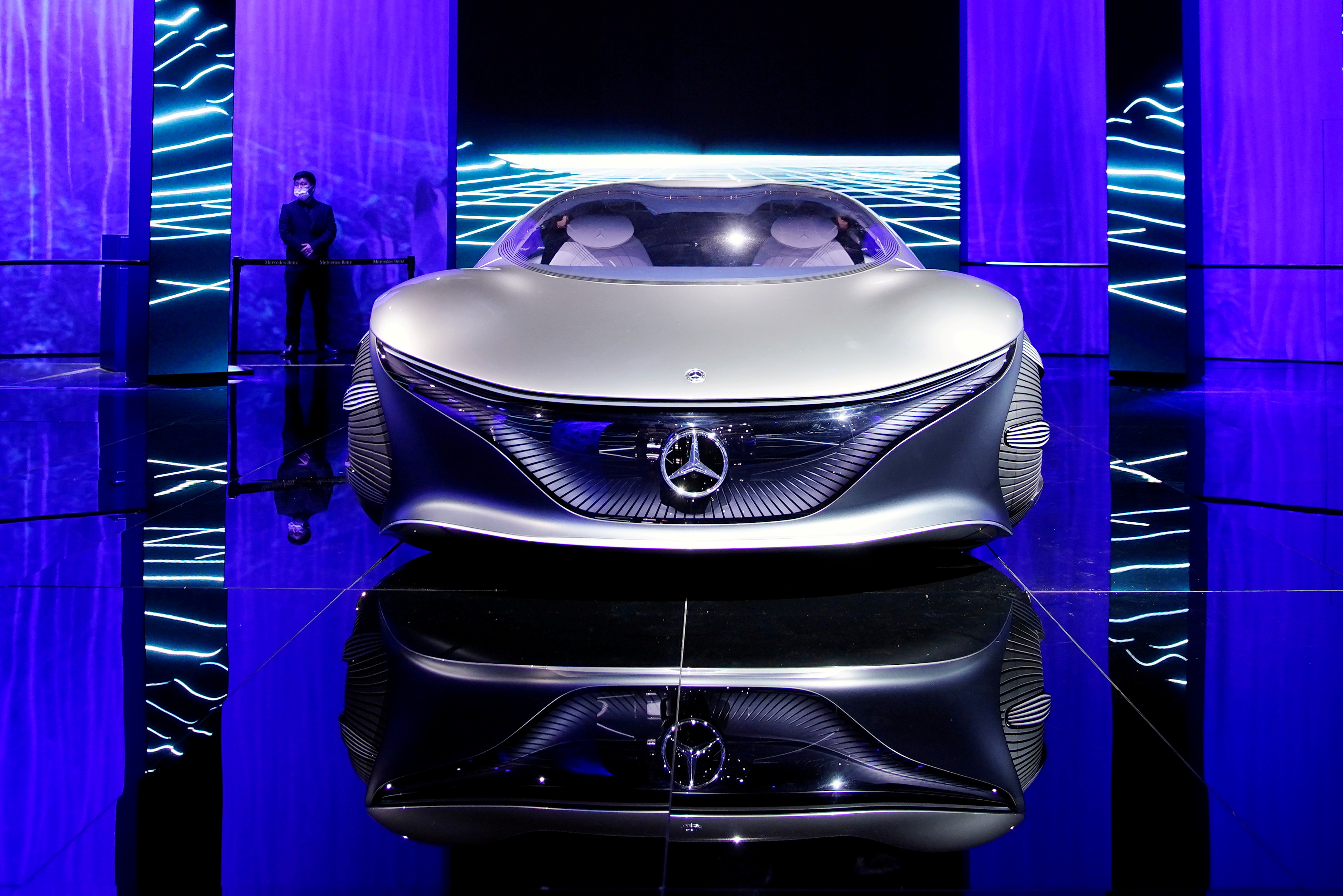 A Mercedes-Benz Vision AVTR concept vehicle is displayed during a media day at the Auto Shanghai show in Shanghai