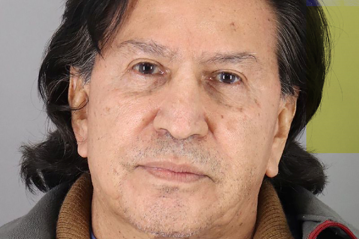 Peru's former president Alejandro Toledo Manrique poses in a police booking photo at San Mateo County jail
