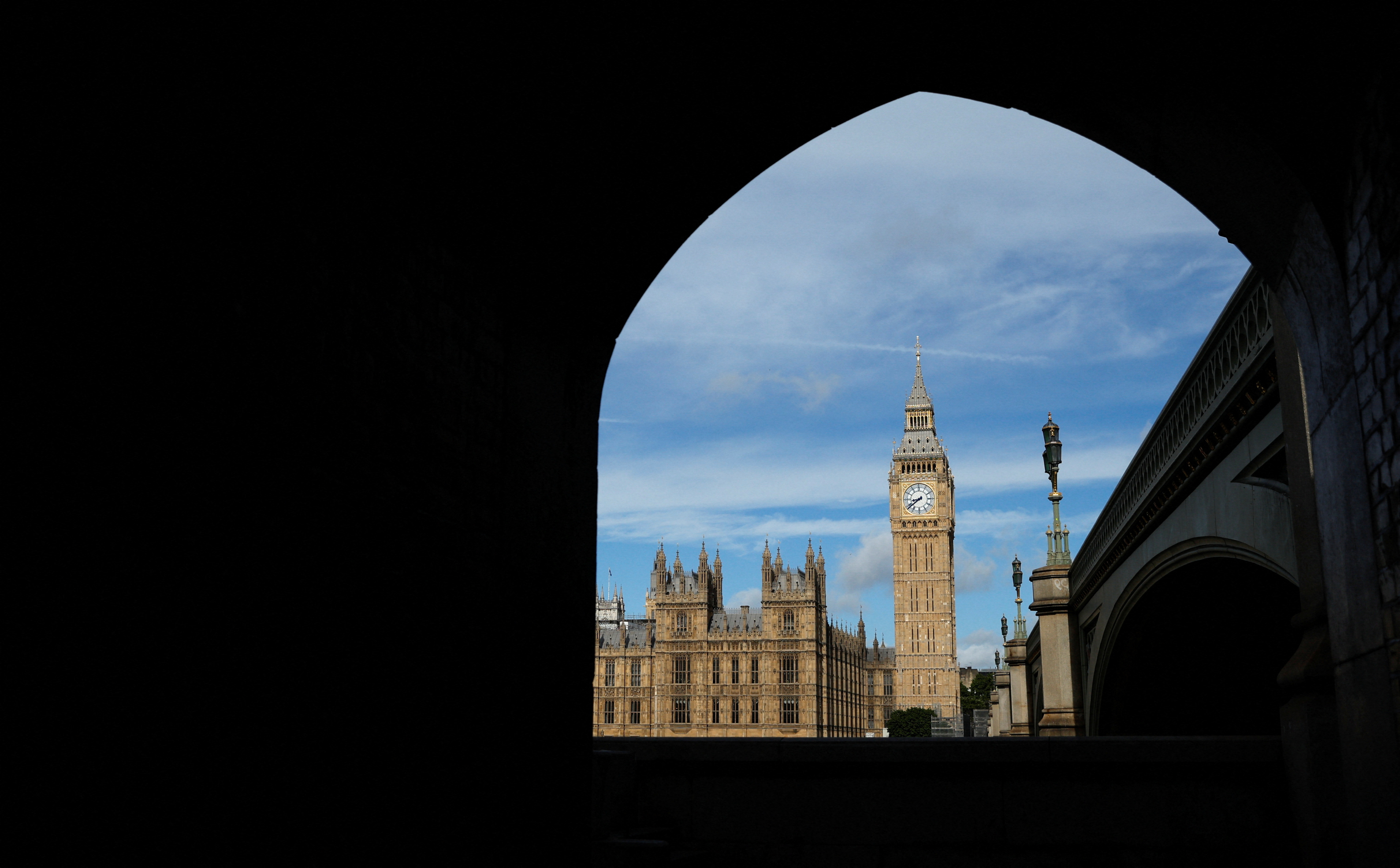 The Elizabeth Tower of the Houses of Parliament, commonly known as Big Ben, is seen in London
