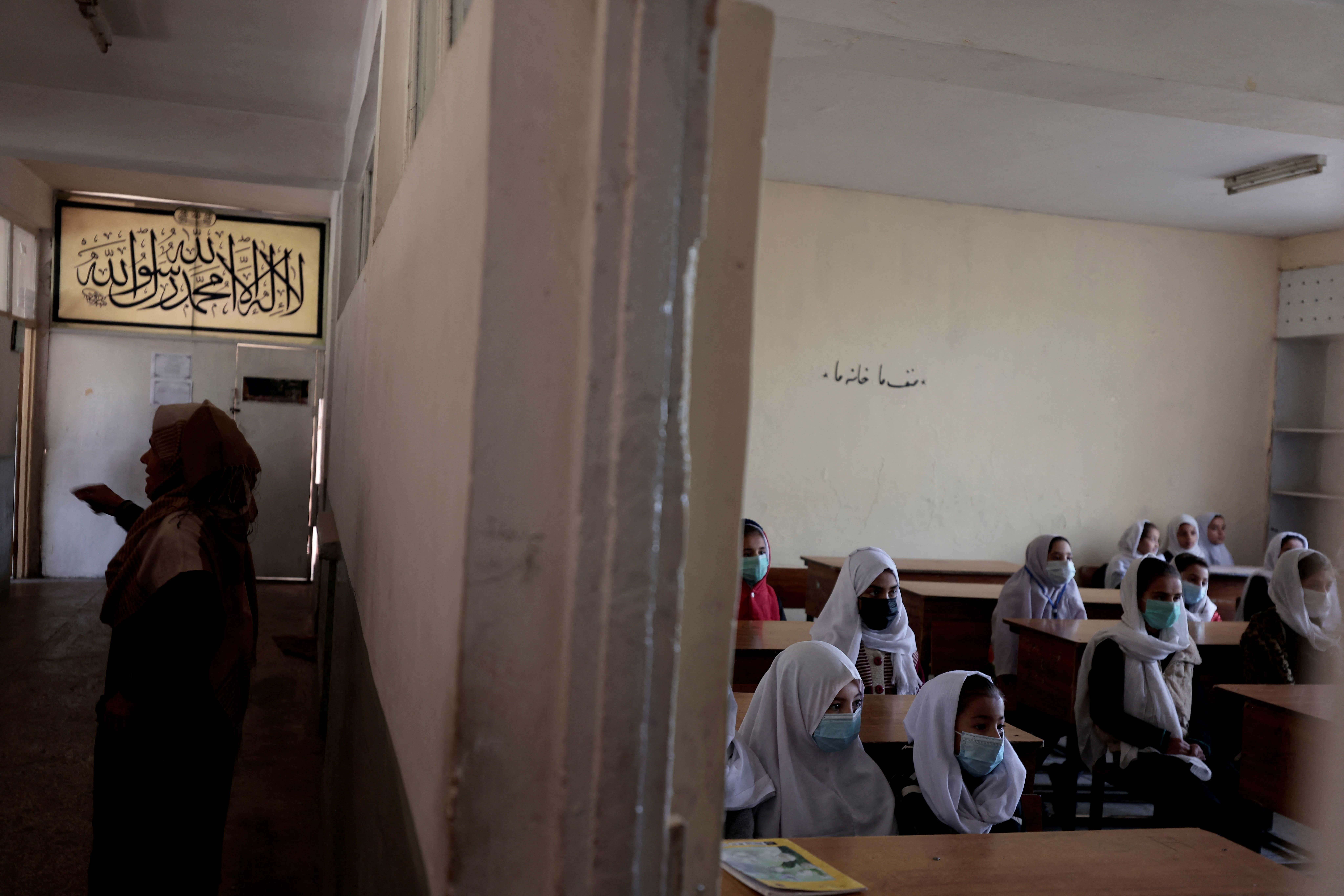 Girls attend classes in Kabul