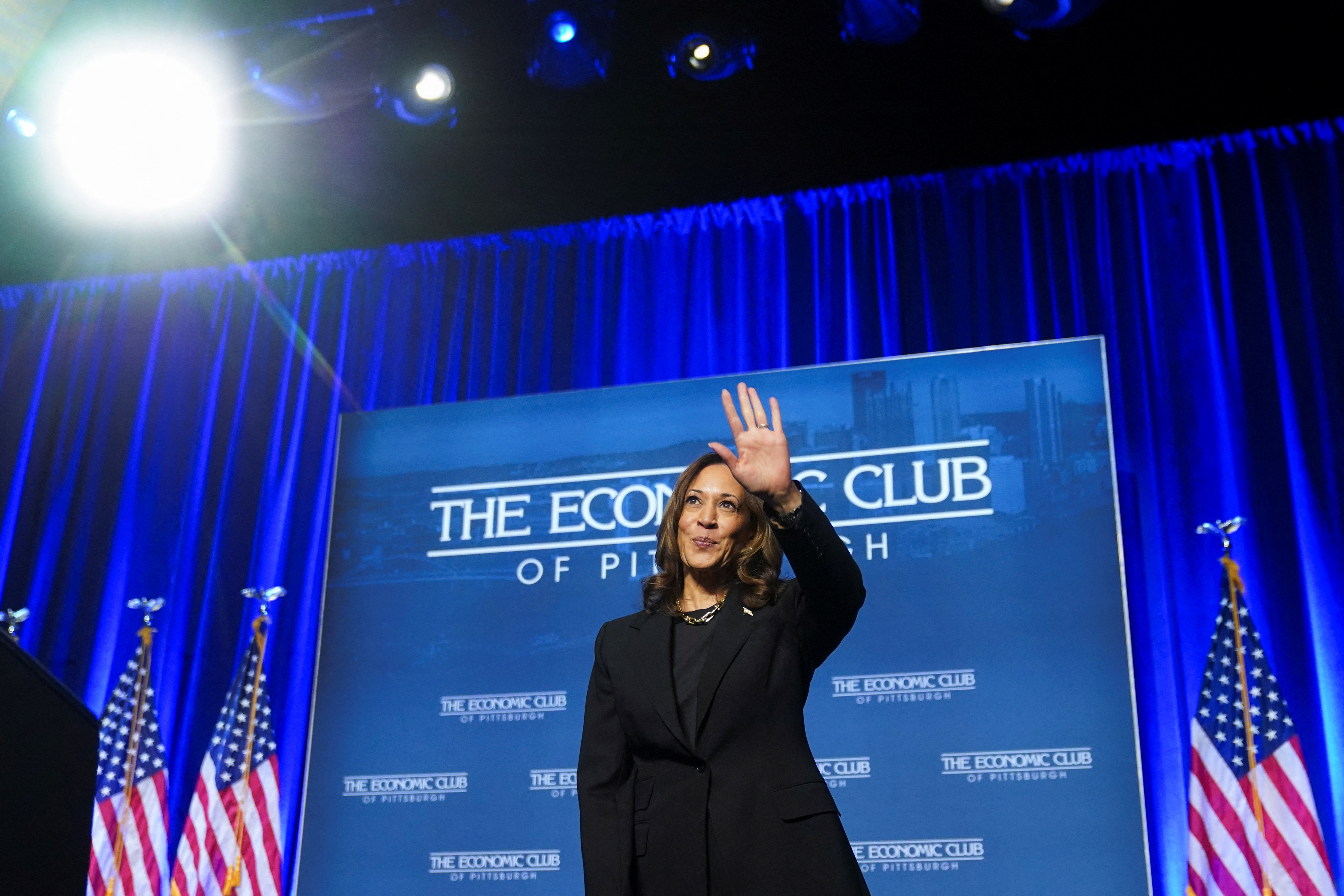 Democratic presidential candidate and US Vice President Kamala Harris holds campaign rally in Pittsburgh