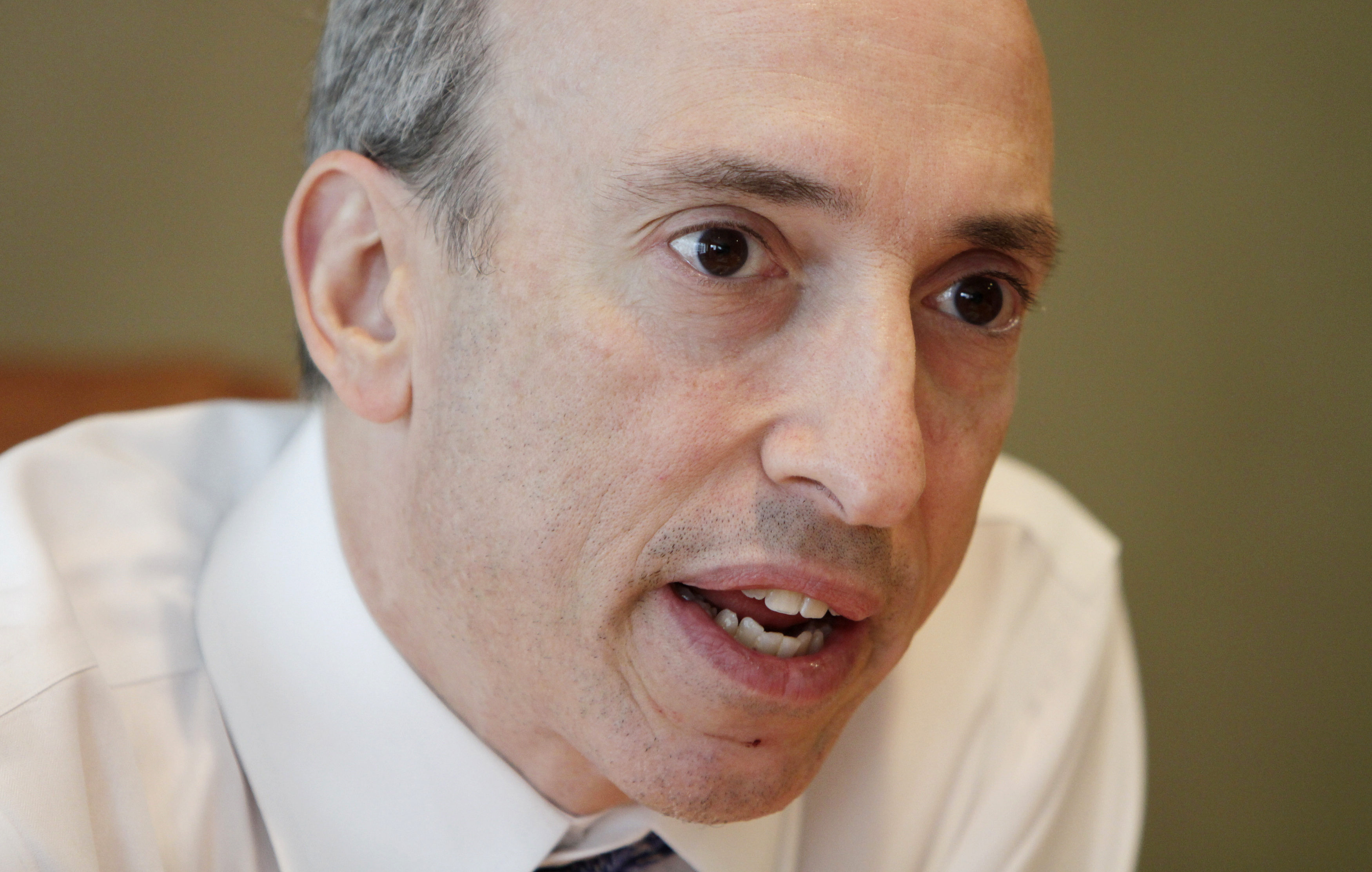 Gary Gensler, chairman of the Commodity Futures Trading Commission (CFTC), speaks during an interview with Reuters in London