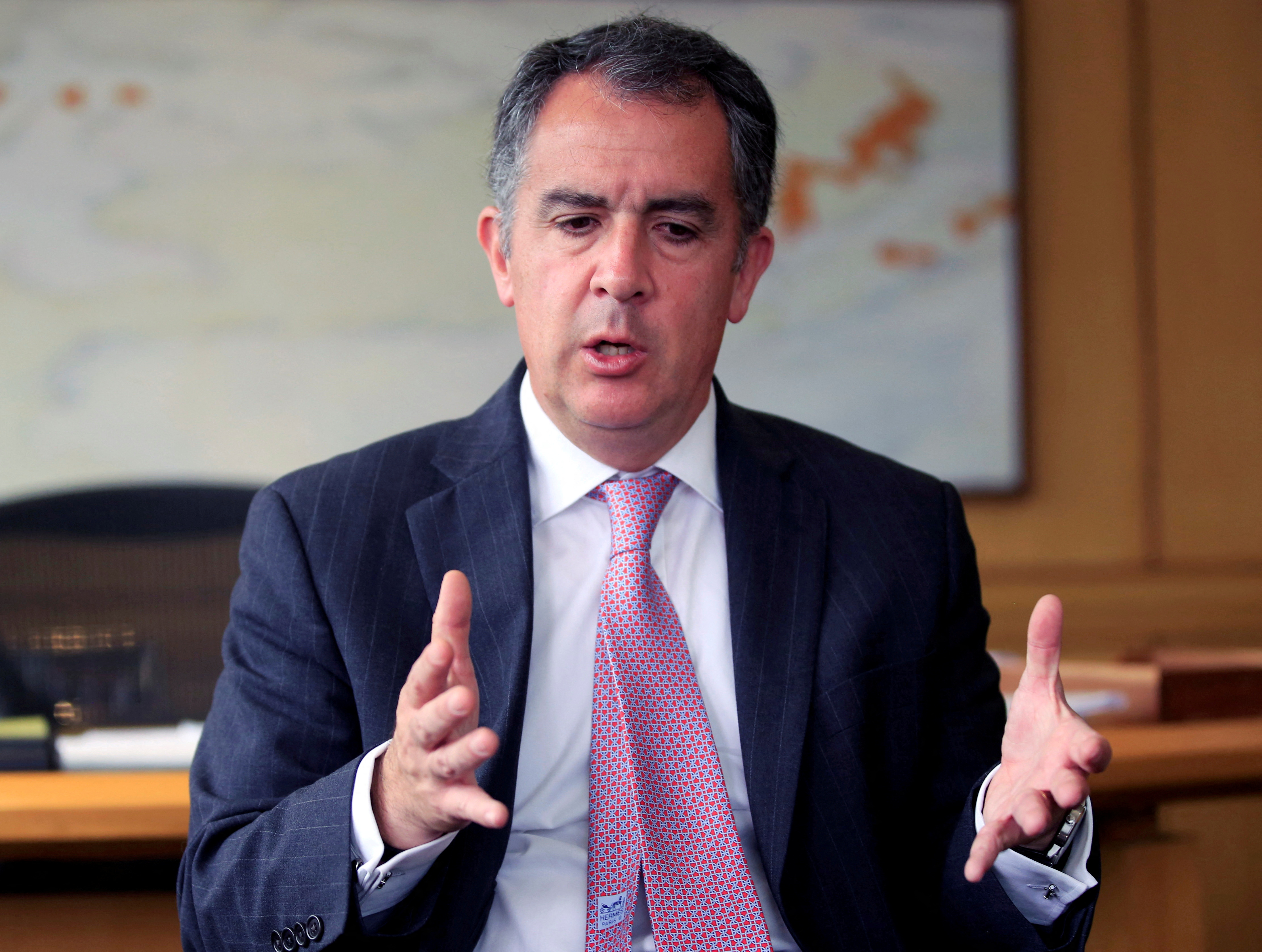 Mining company Drummond President Jose Miguel Linares speaks during an interview with Reuters in Bogota