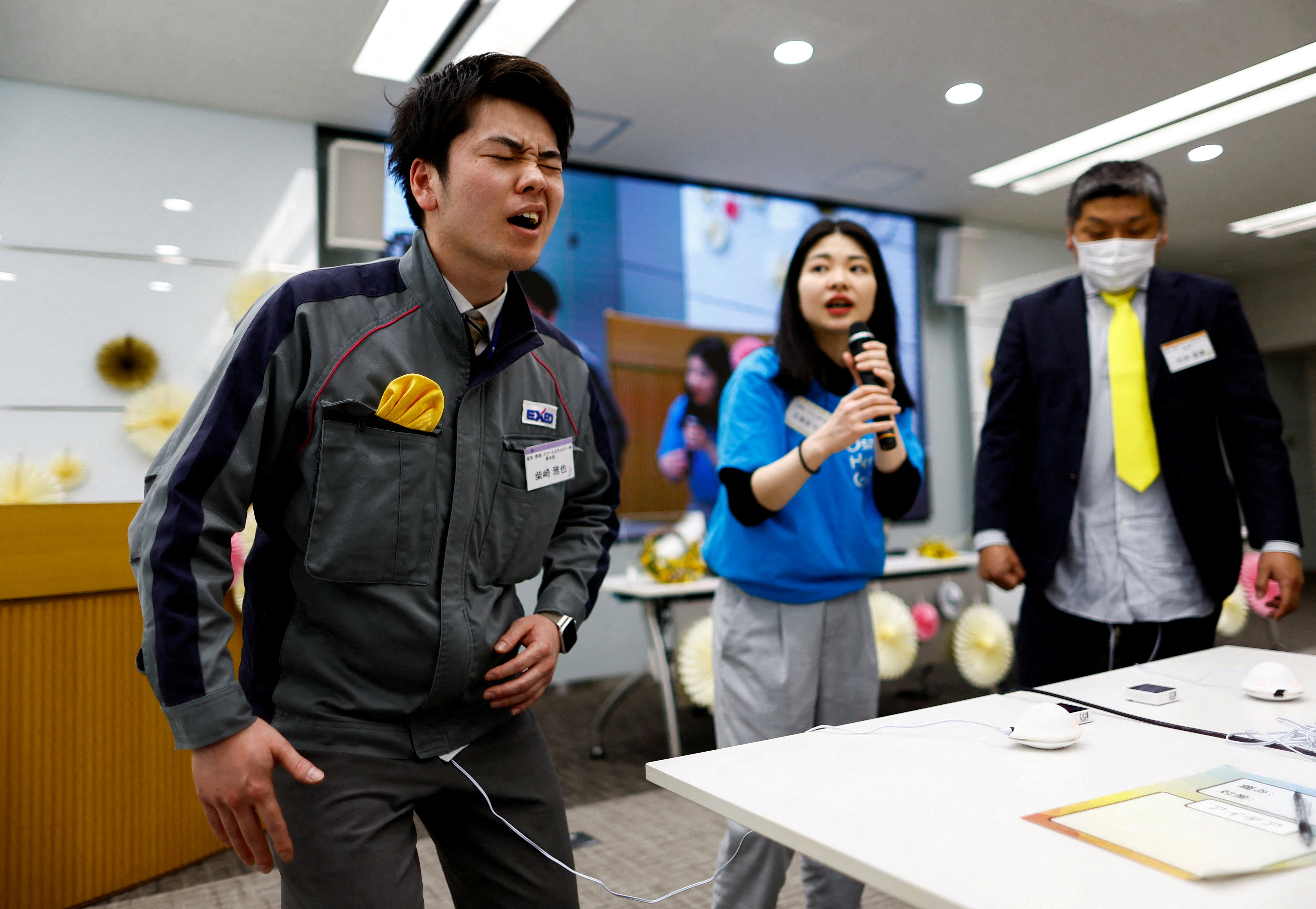 Male office workers in Japan experience virtual menstrual pain in Tokyo