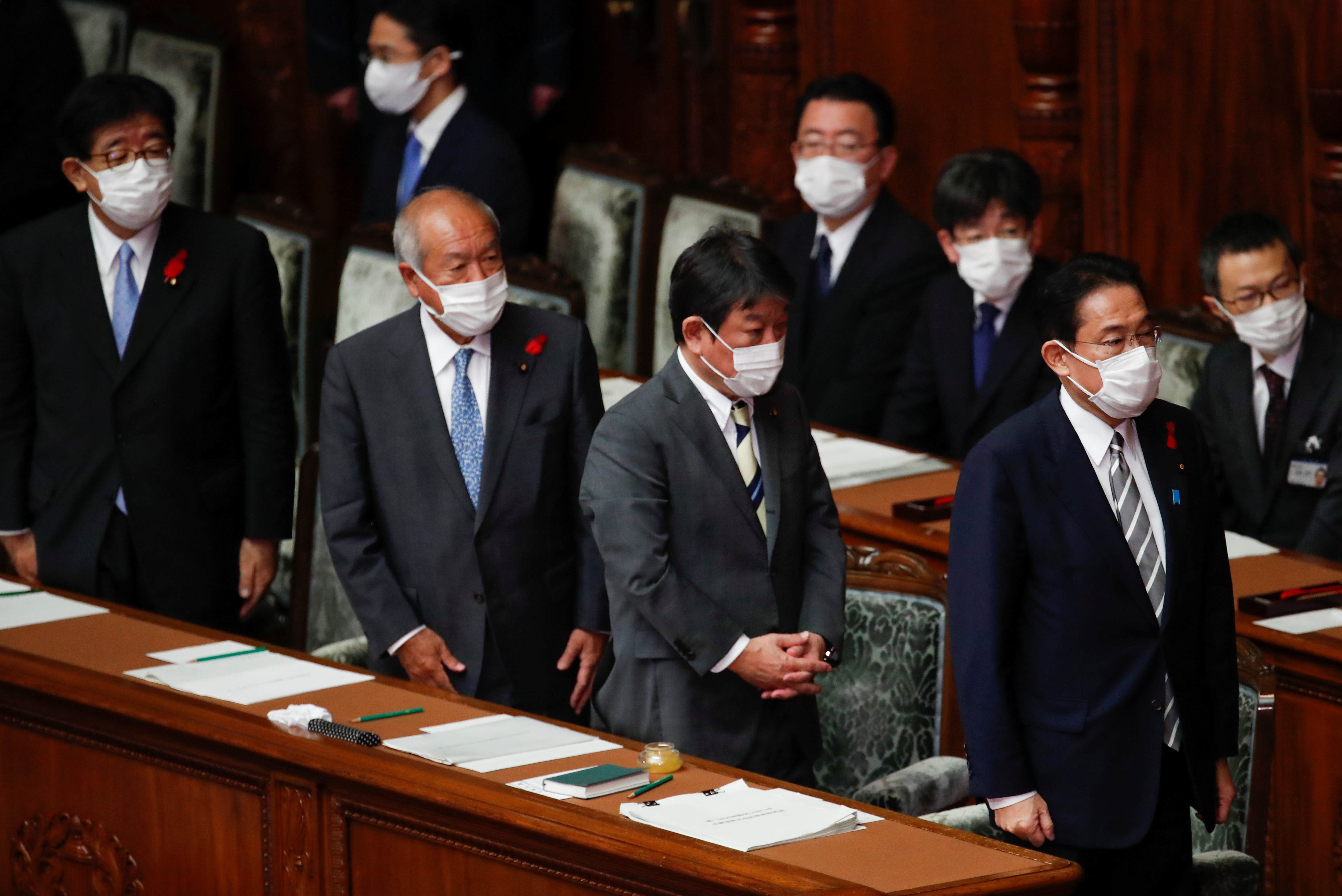 Japan's new PM Fumio Kishida speaks at parliament in Tokyo