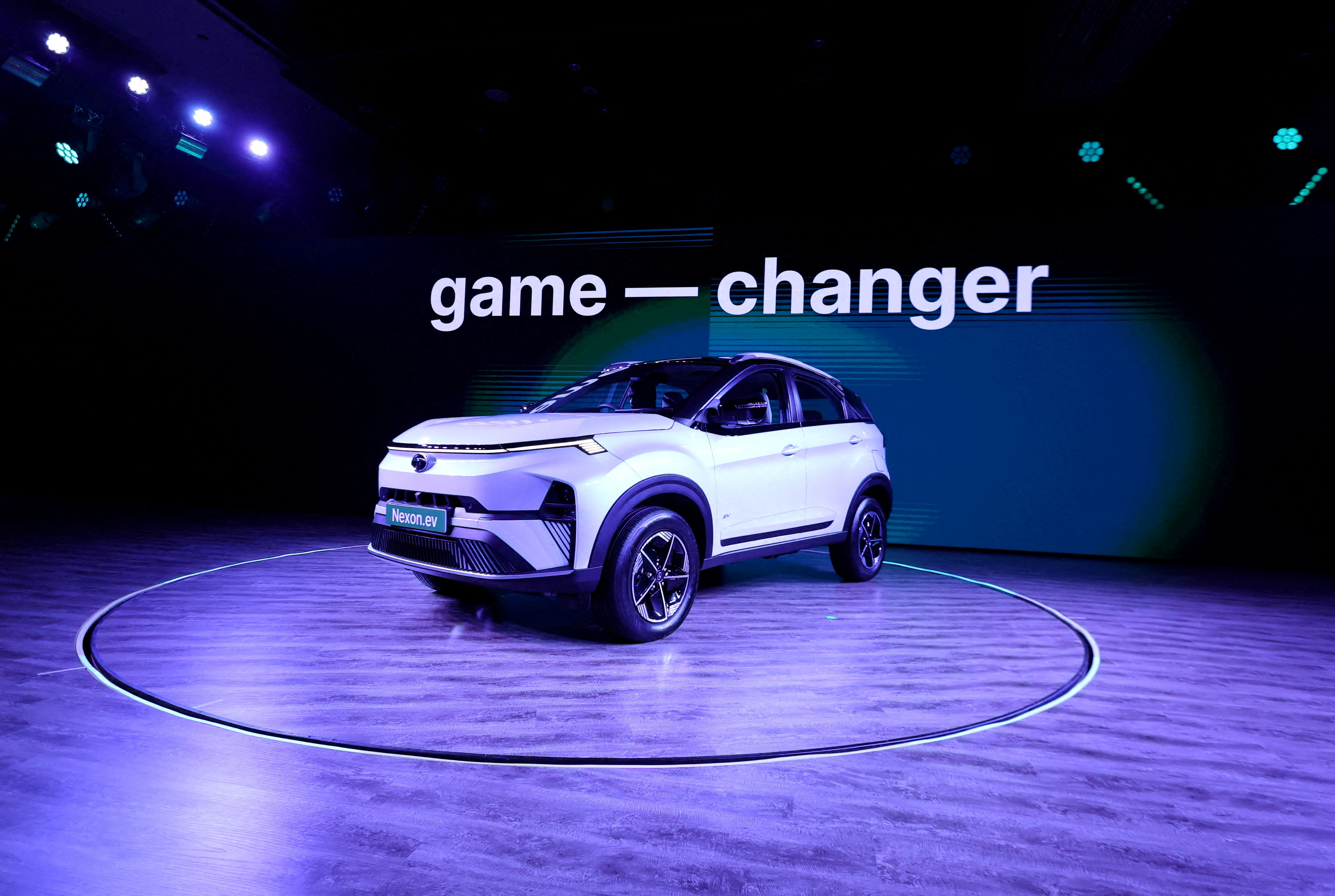 Tata Motors' electric vehicle Nexon.ev is displayed during its launch in New Delhi