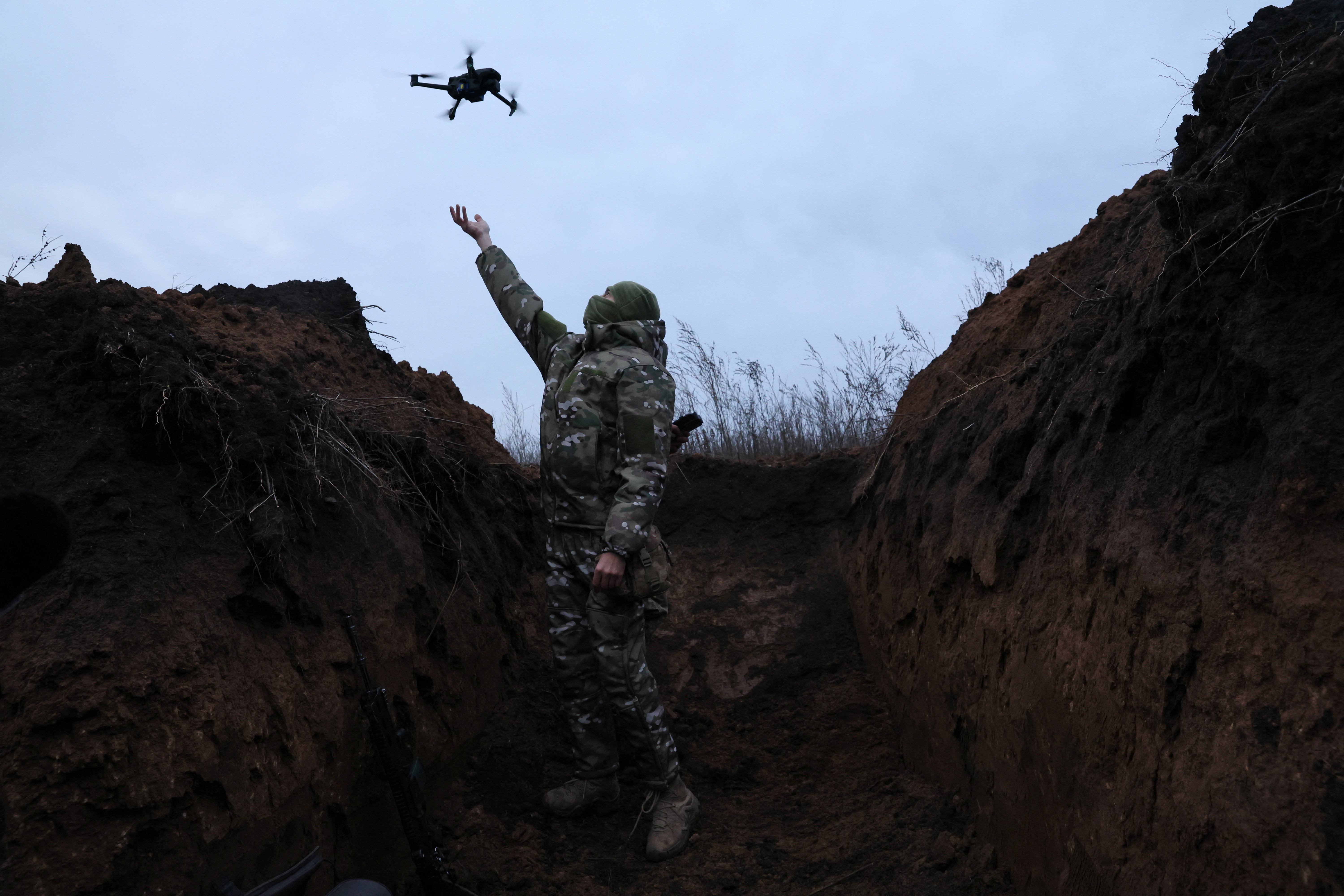 Military drone operators in eastern Ukraine