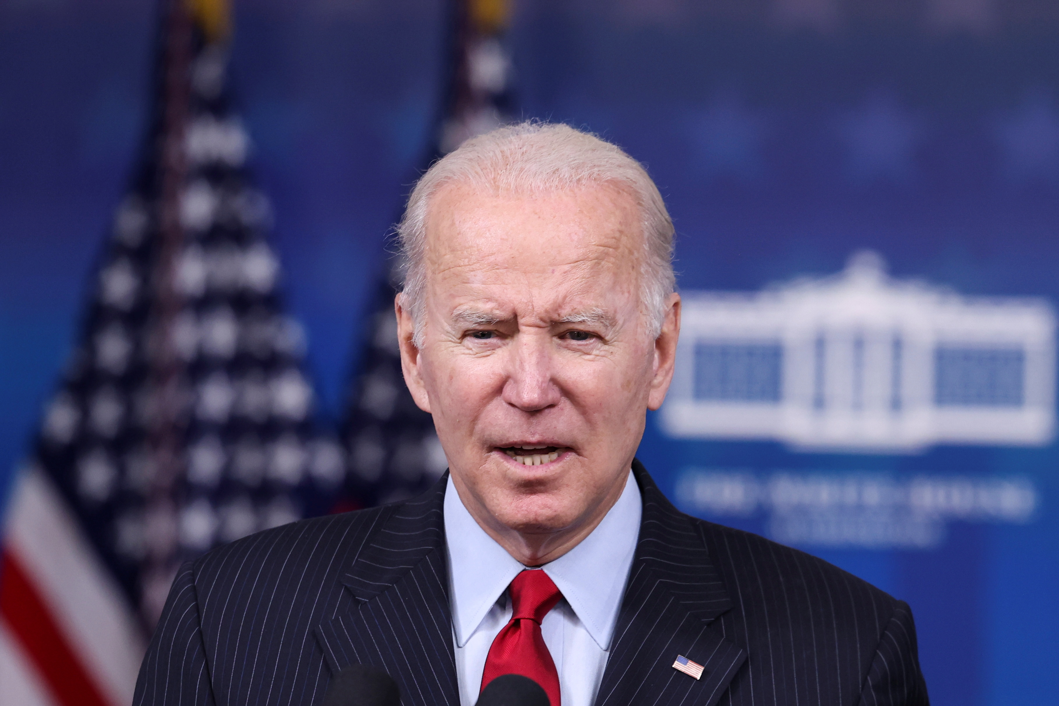 U.S. President Joe Biden announces the release of 50 million barrels of oil from the U.S. Strategic Petroleum Reserve as part of a coordinated effort with other major economies to help ease rising gas prices as he delivers remarks on the economy and 