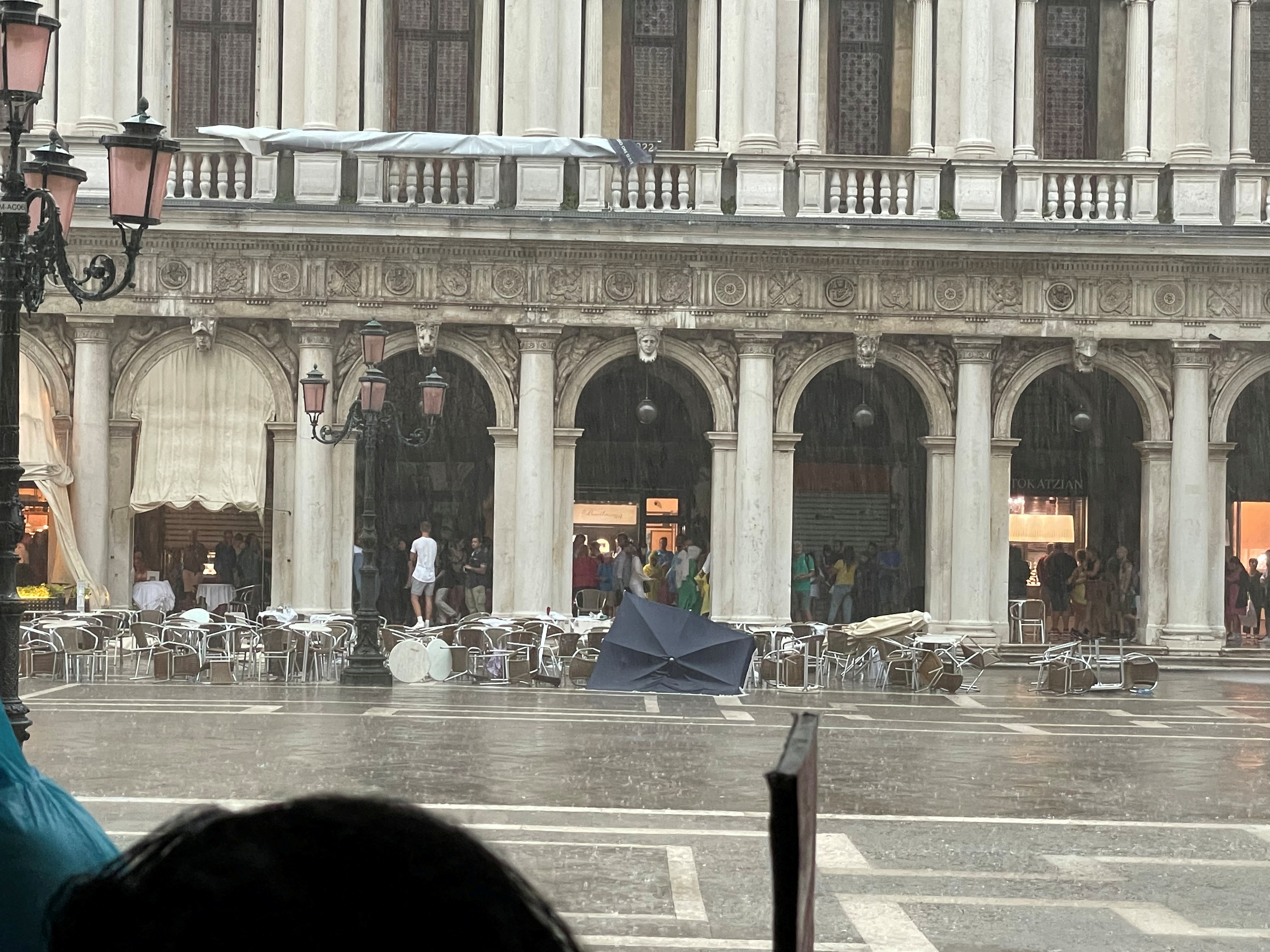 A rainstorm outside Doge's Palace in Venice