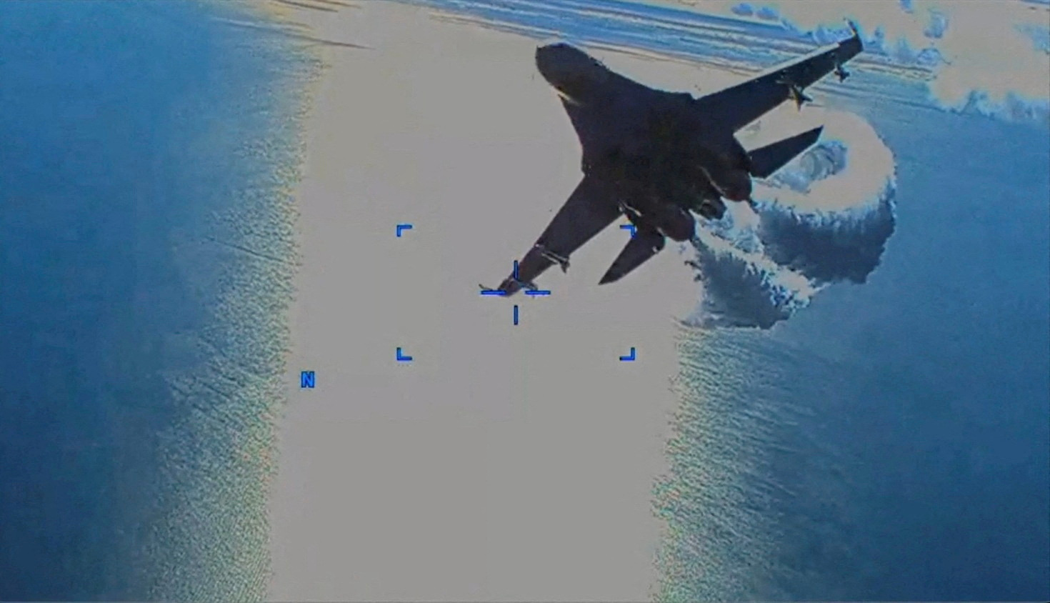 Quang cảnh từ máy bay không người lái MQ-9 của USAF trong sự cố trên Biển Đen