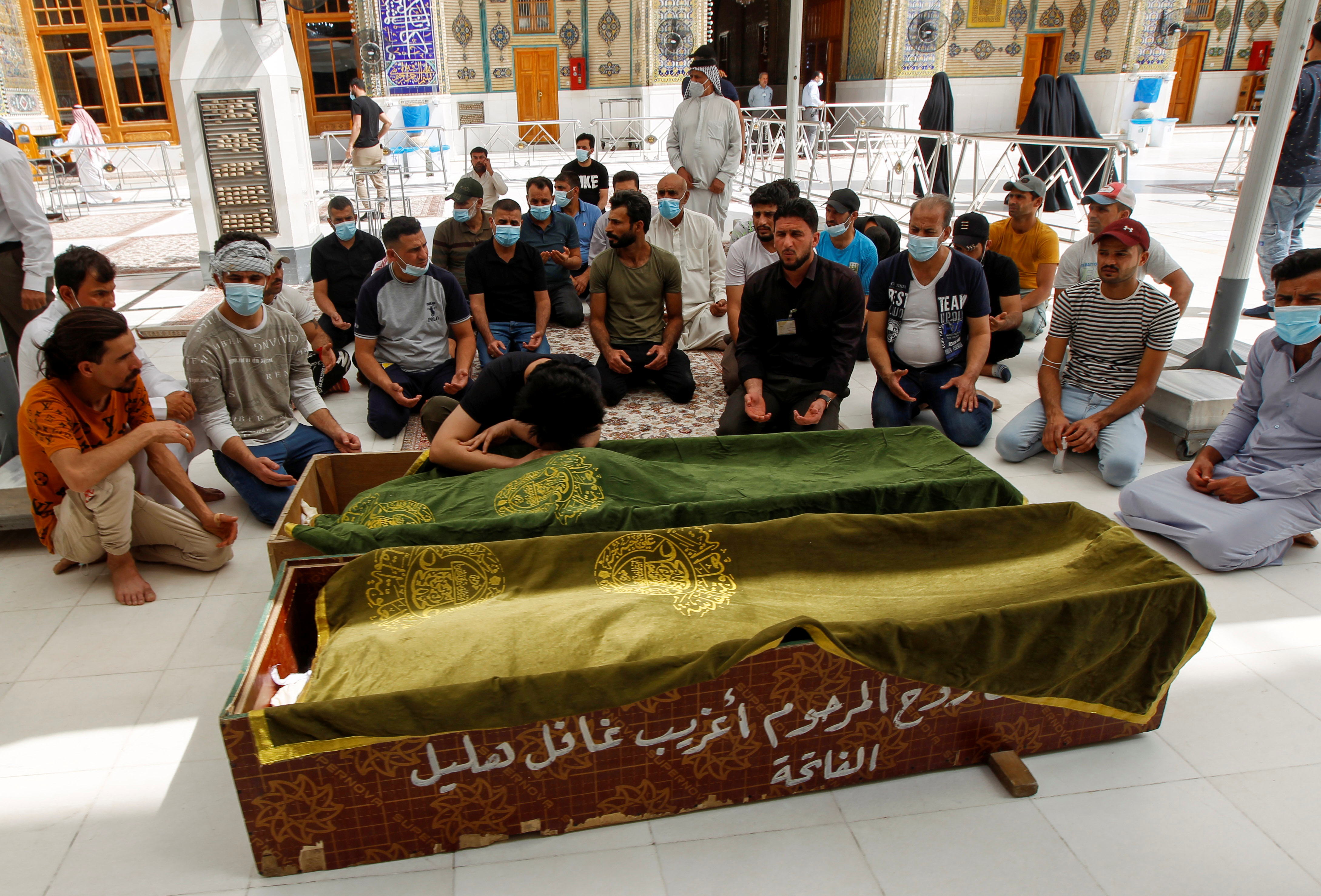 Funeral of people who were killed in a fire at a hospital, in Najaf