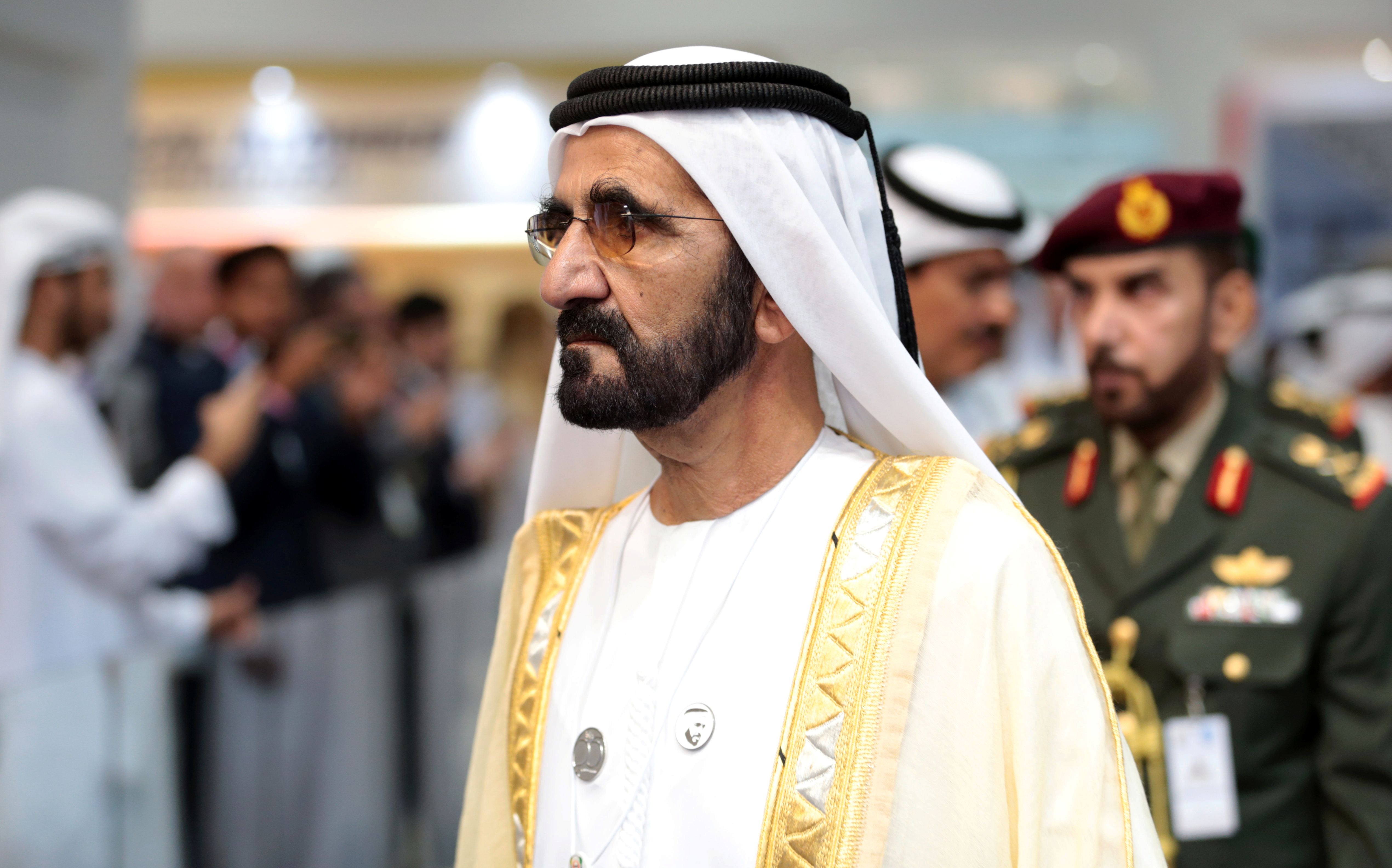 Dubai's Ruler Sheikh Mohammed bin Rashid al-Maktoum, Prime Minister and Vice-President of the United Arab Emirates attends the International Defence Exhibition & Conference (IDEX) in Abu Dhabi