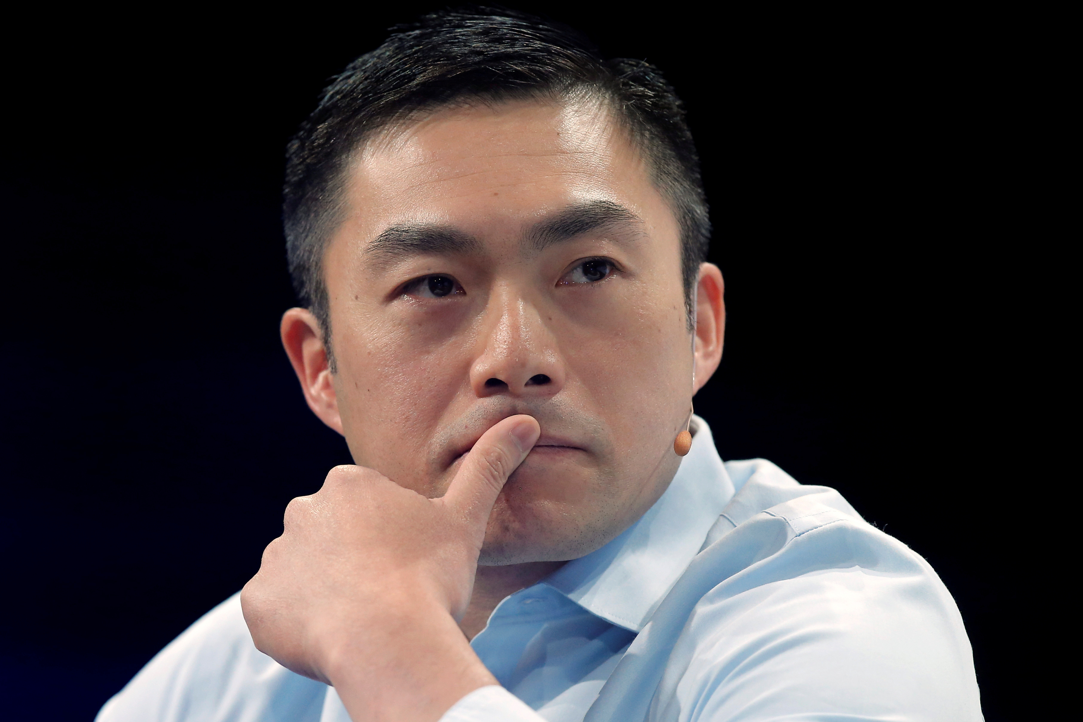 Alfred Lin, a venture capitalist at Sequoia Capital, looks on during the TechCrunch Disrupt event in Brooklyn borough of New York