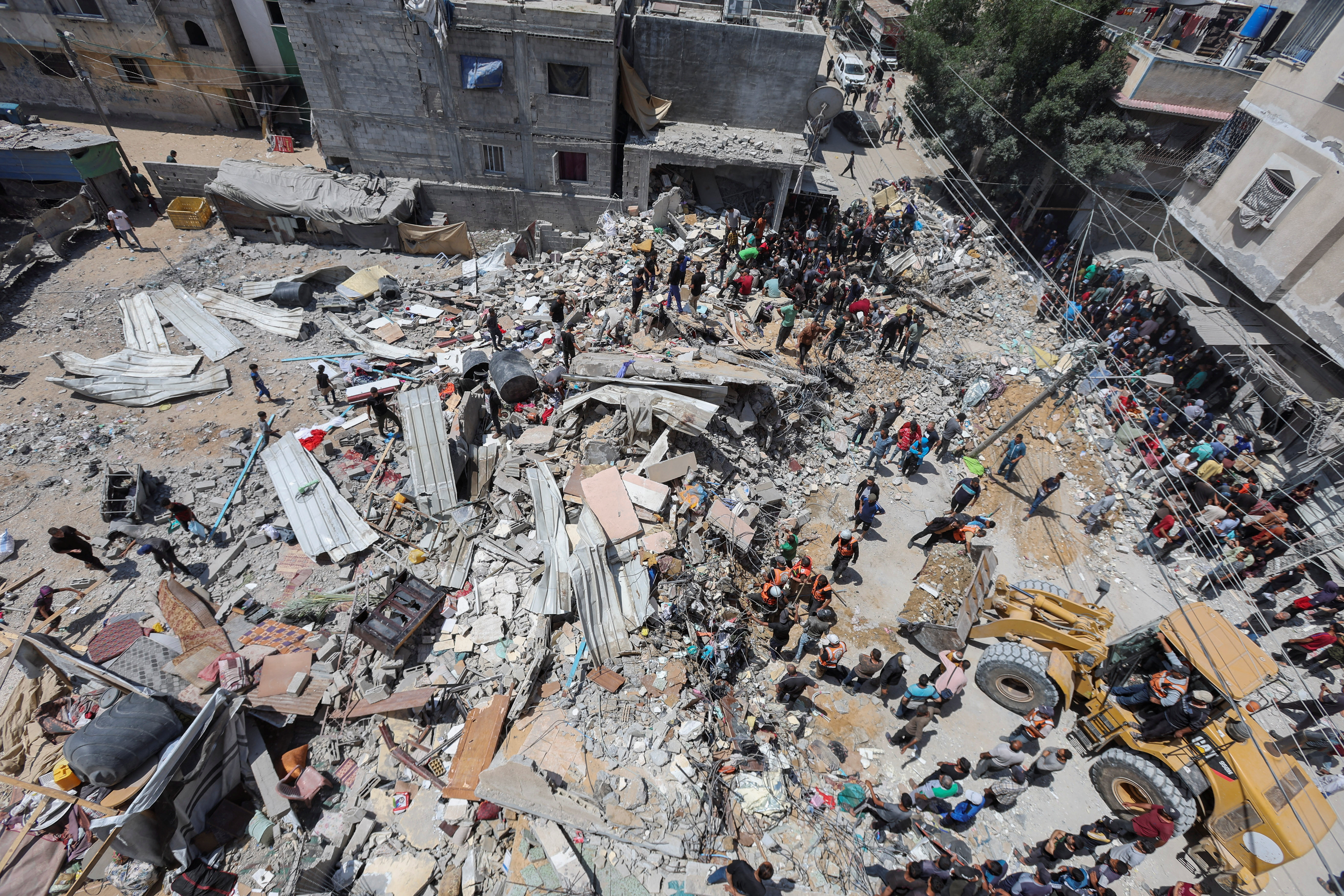 Aftermath of an Israeli strike on a house in Nuseirat, central Gaza Strip
