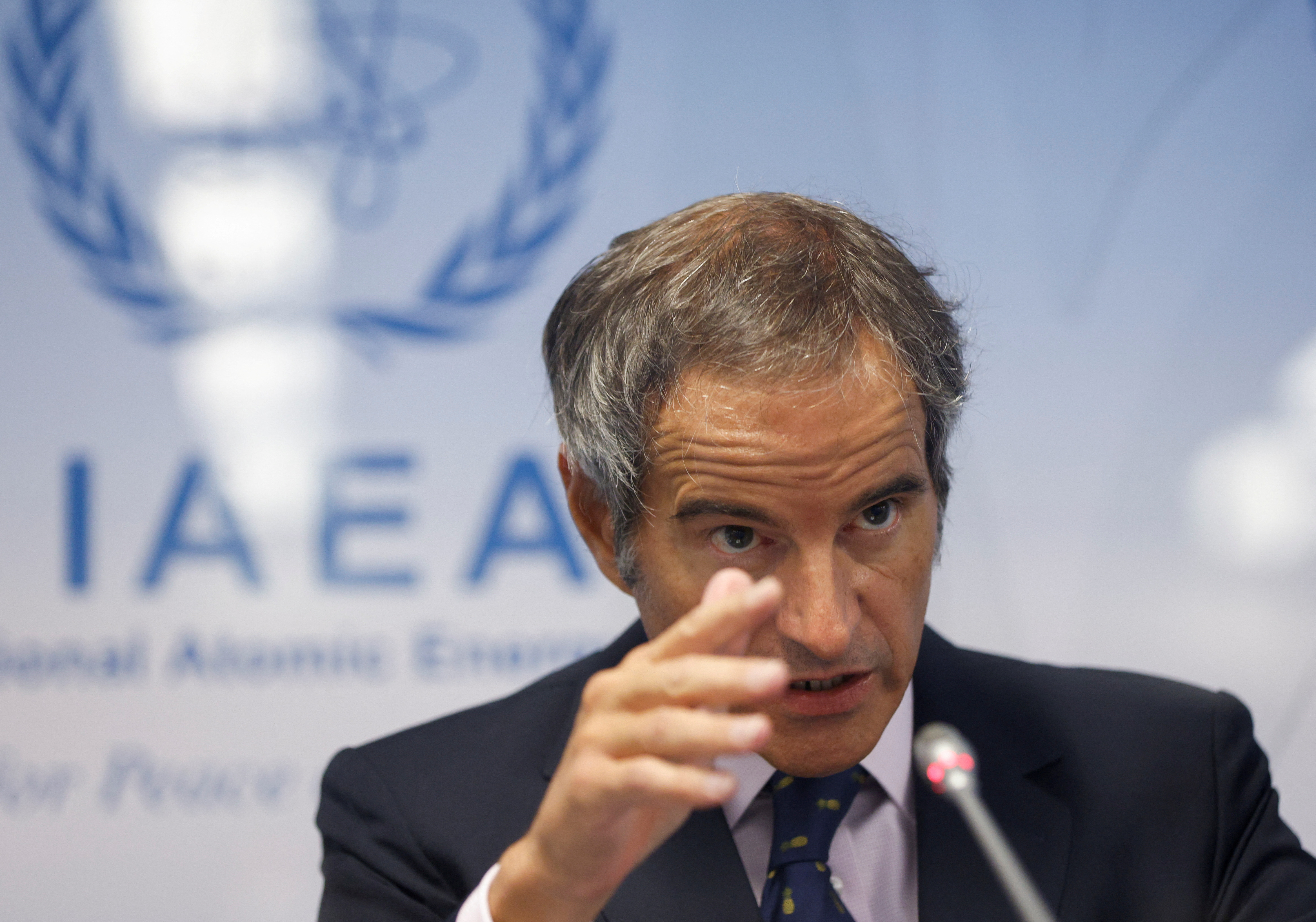 International Atomic Energy Agency Director General Rafael Grossi speaks during a news conference at an IAEA Board of Governors meeting in Vienna, Austria, September 13, 2021