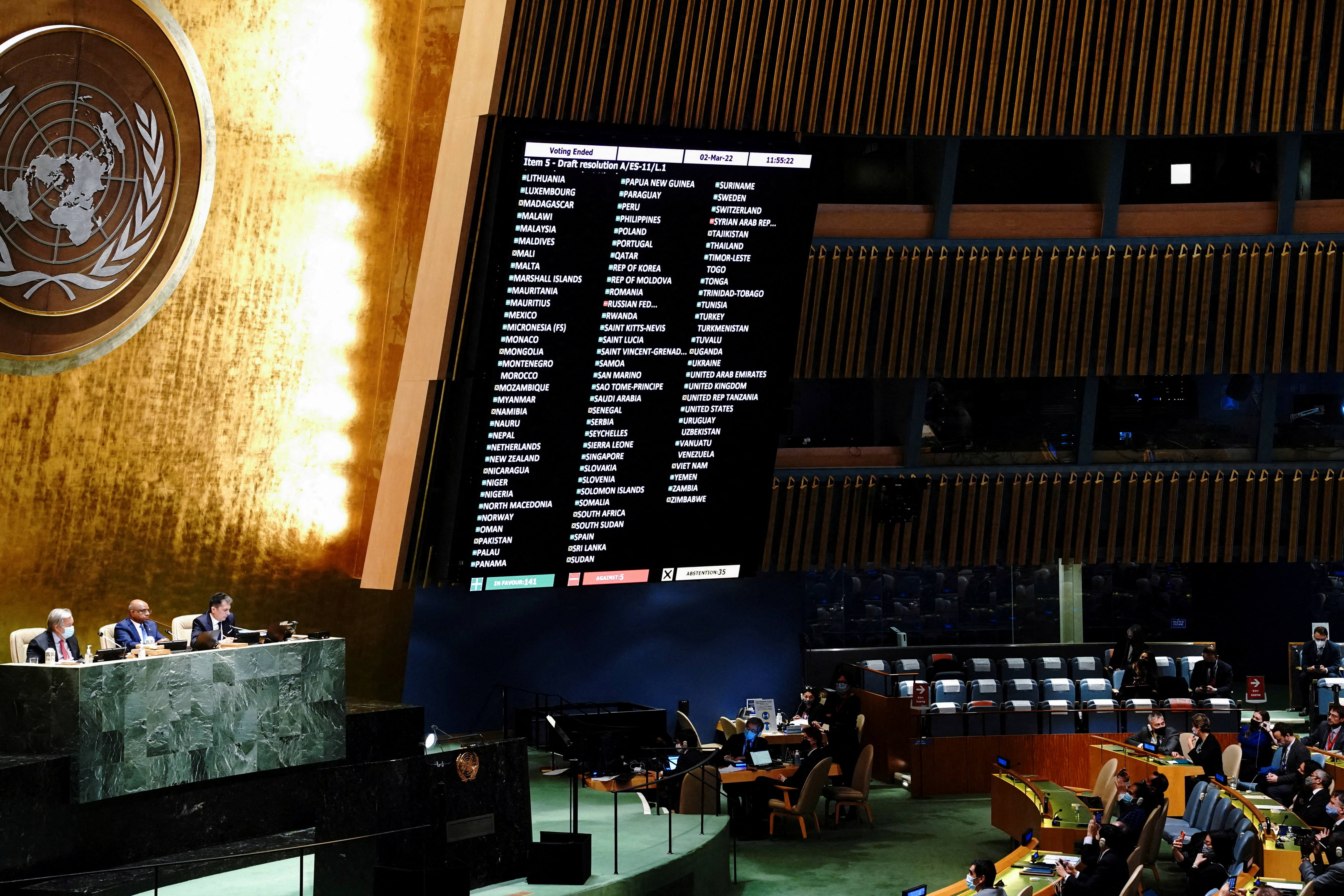 11th emergency special session of the U.N. General Assembly on Russia's invasion of Ukraine, in New York City