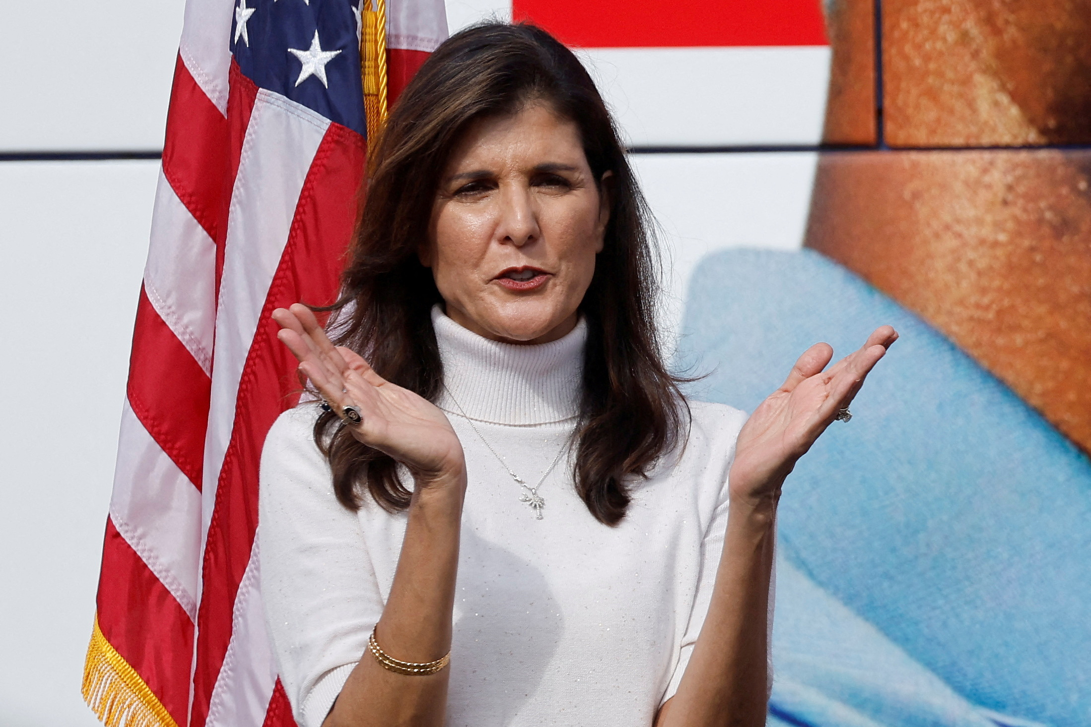 Former U.S. Ambassador to the U.N. Haley campaigns for Republican candidate for U.S. Senate Walker at a rally in Hiram, Georgia