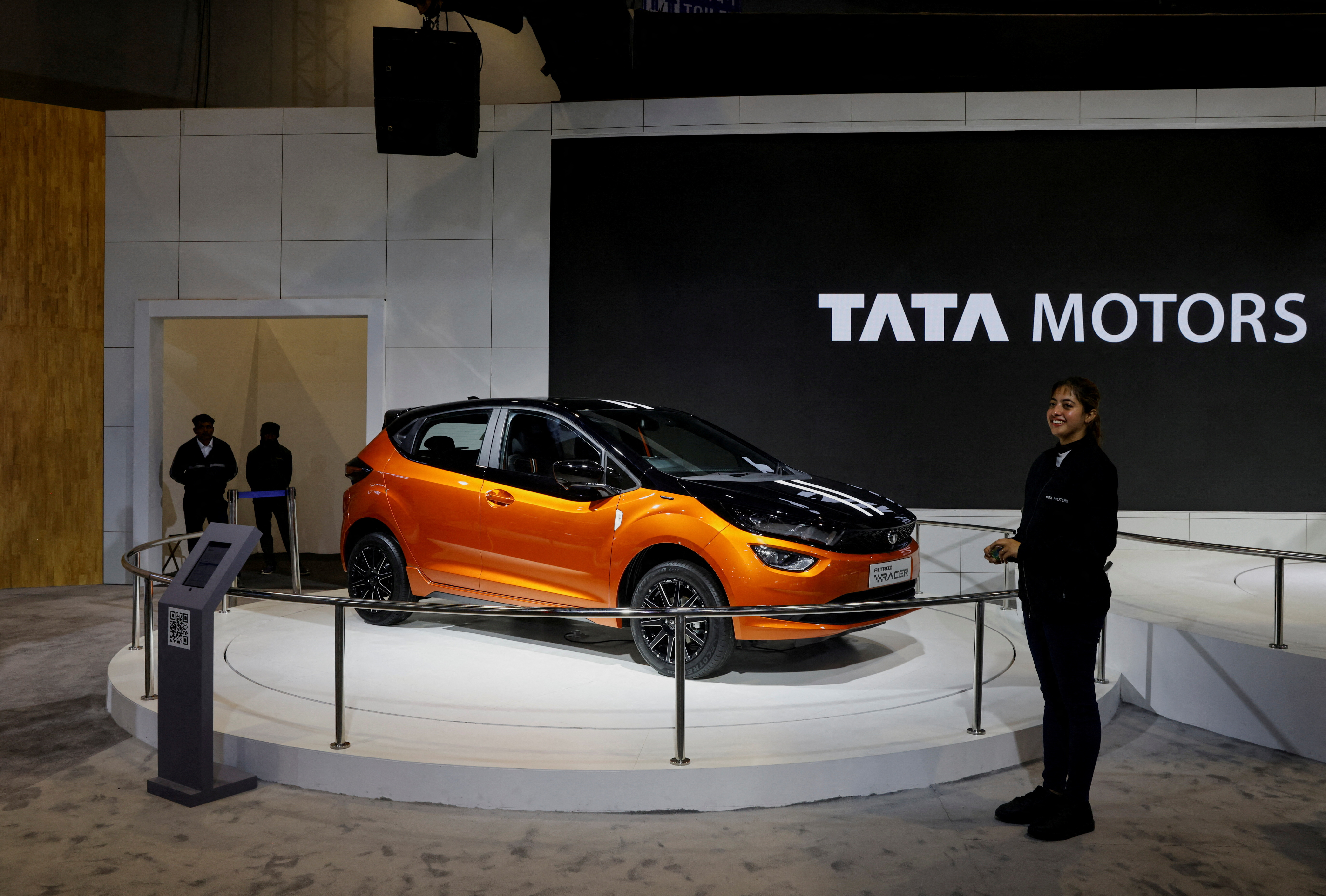 Tata Motors' Altroz Racer is seen on display at Bharat Mobility Global Expo organised by India's commerce ministry at Pragati Maidan in New Delhi