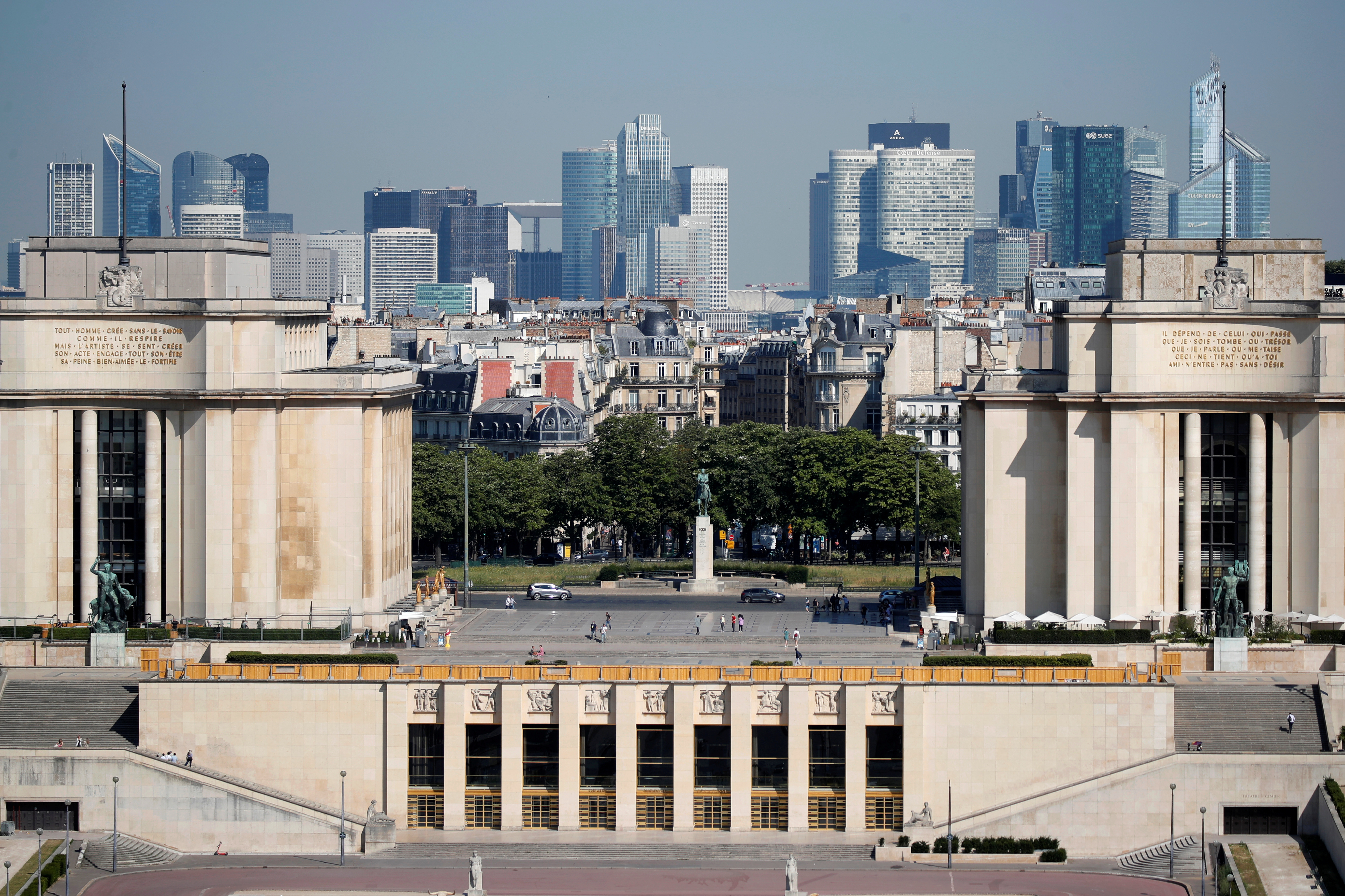 The skyline of La Defense business district seen from Paris