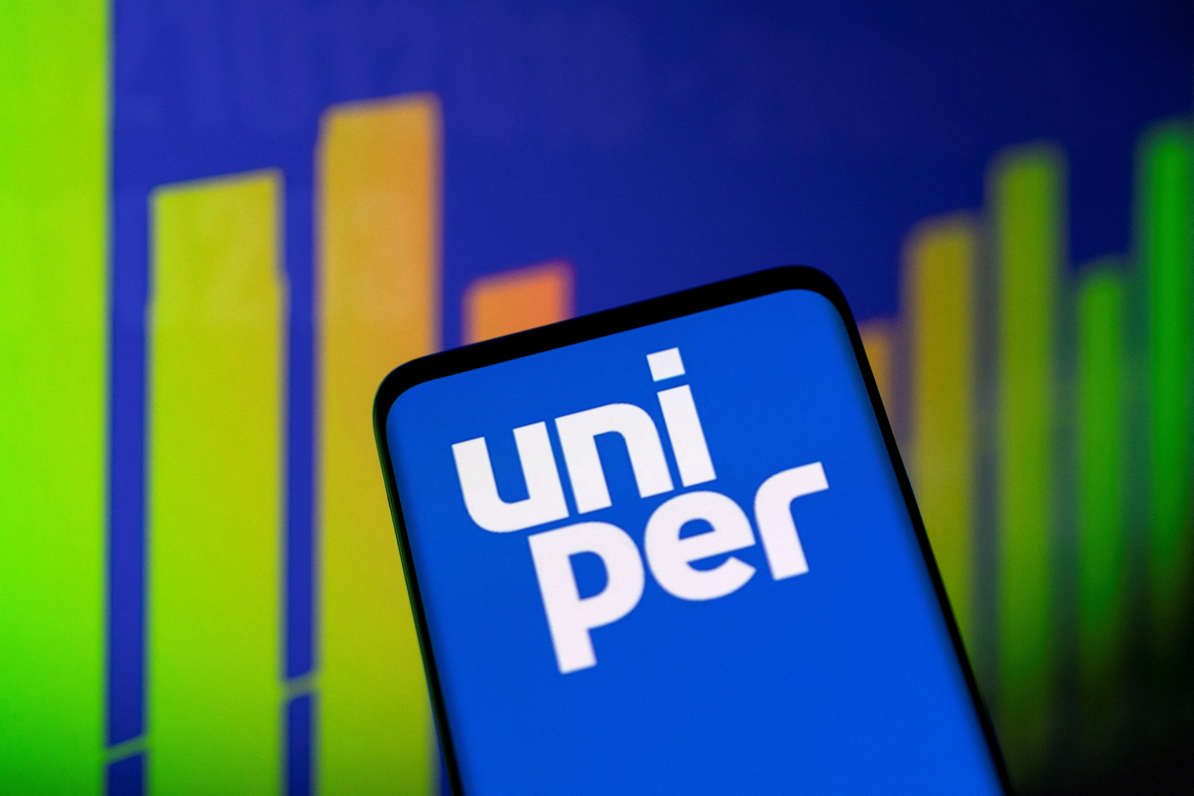Illustration shows Uniper logo and stock graph