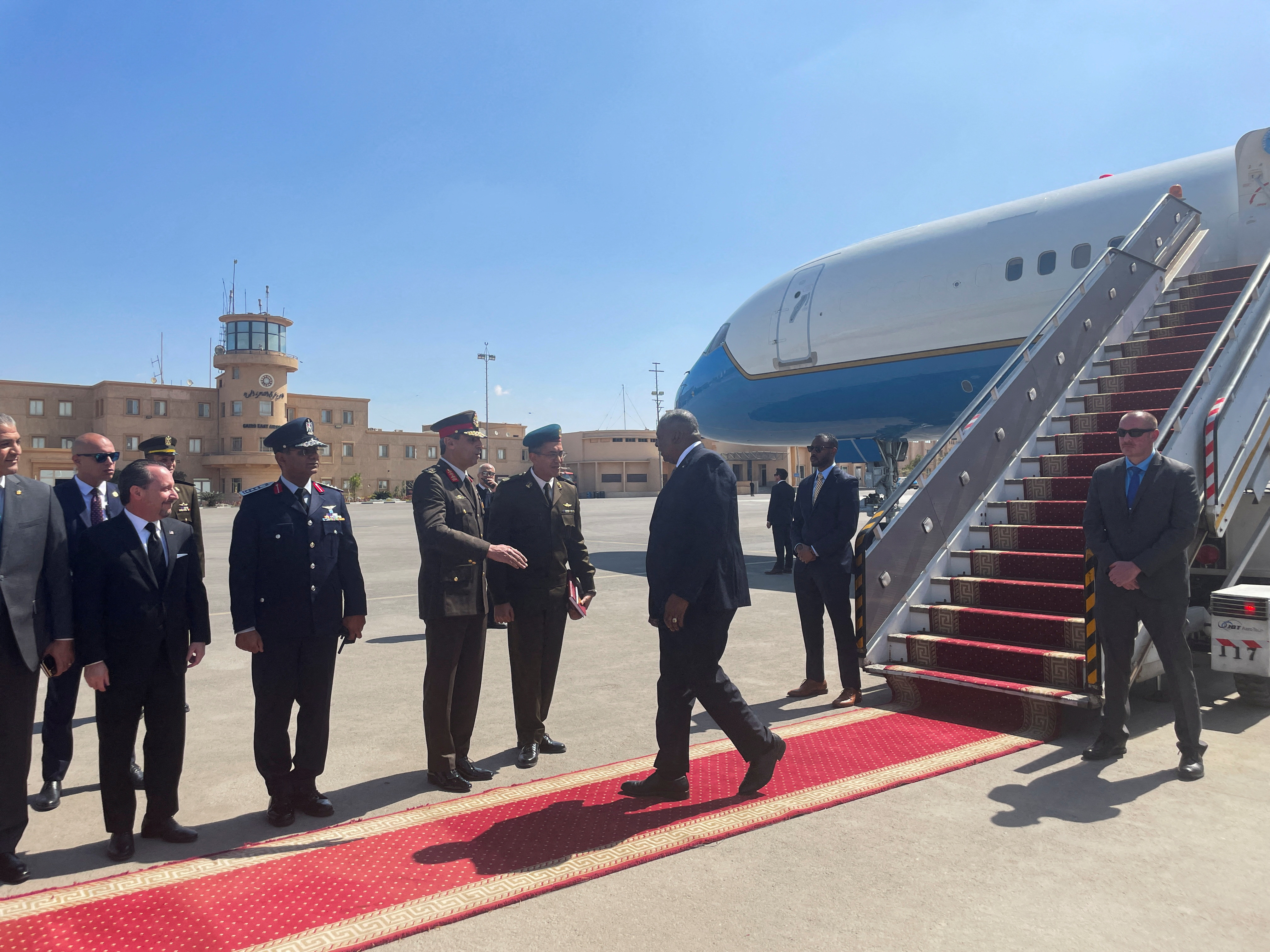 U.S. Defense Secretary Lloyd Austin lands in Cairo