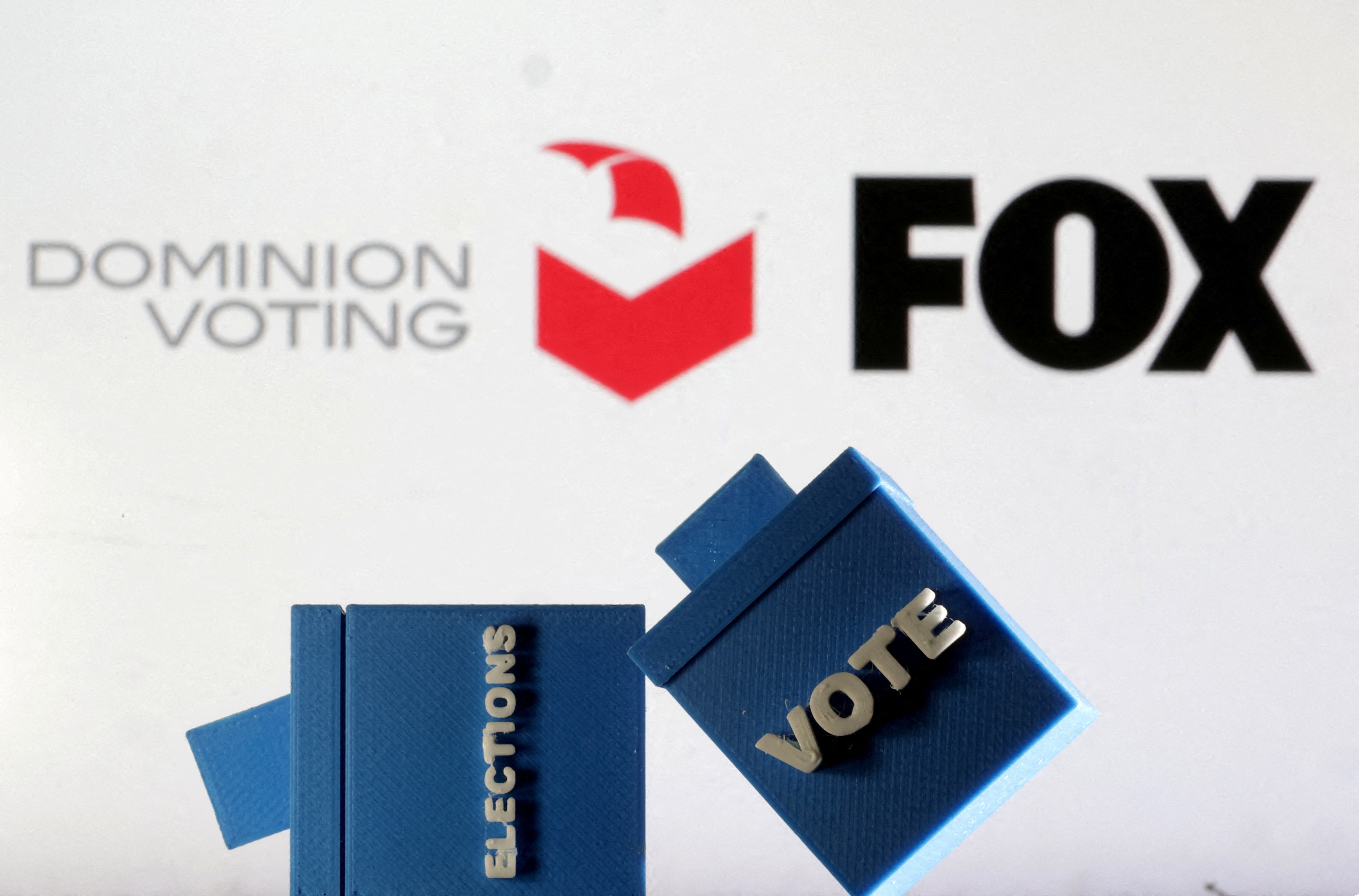FILE PHOTO: Illustration shows Dominion Voting Systems and Fox logos