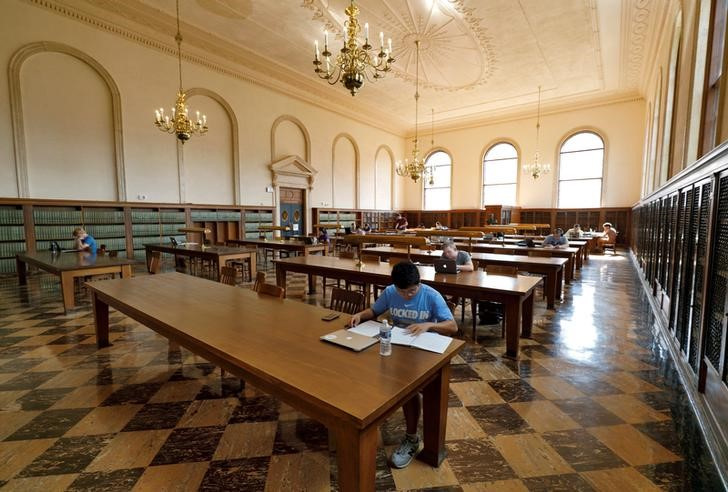 Students work in Wilson Library on the campus of the University of North Carolina at Chapel Hill North Carolina