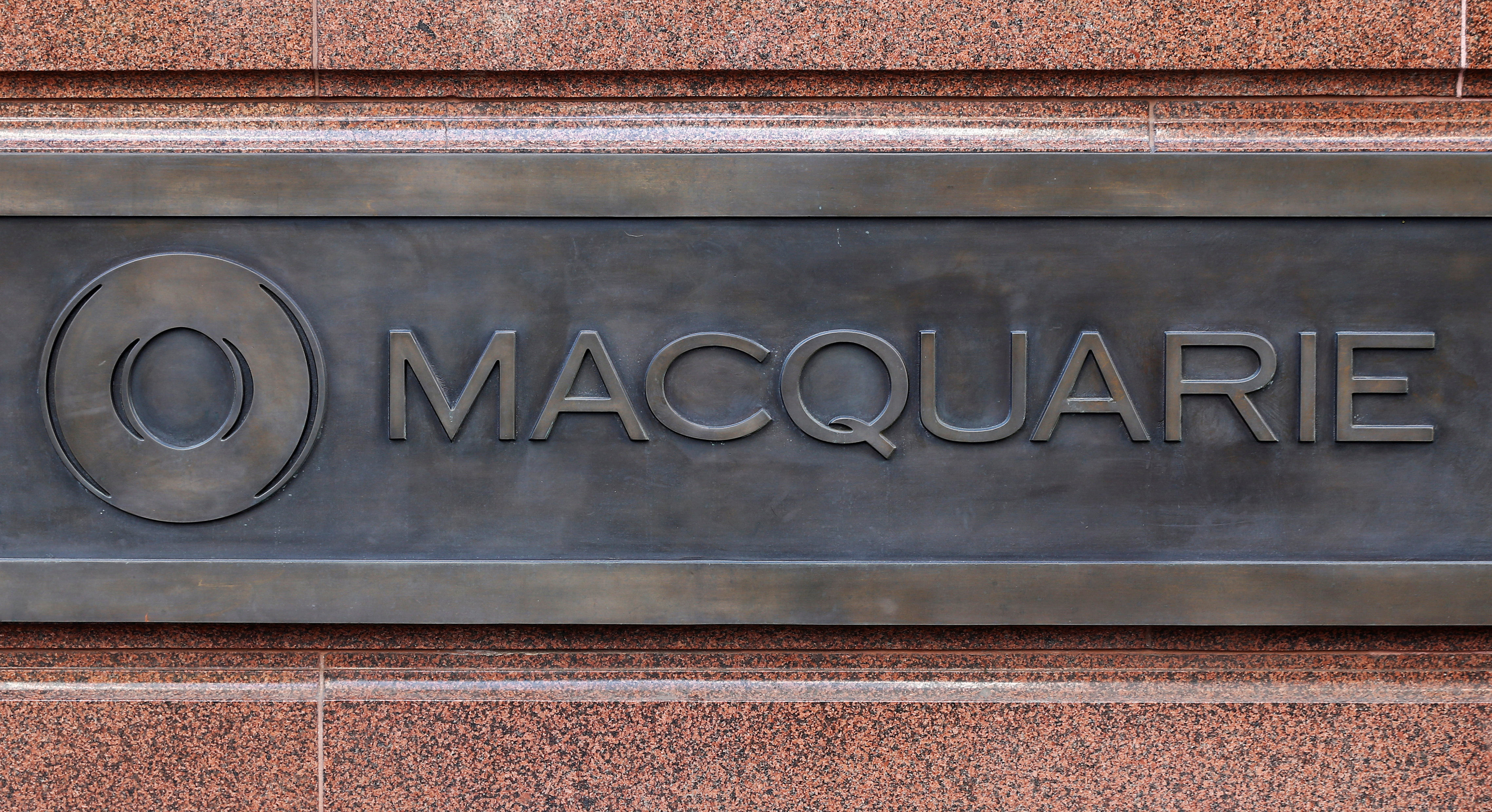 Macquarie Group's logo is pictured on the wall of the Sydney headquarters after the Australian bank's full year results were announced