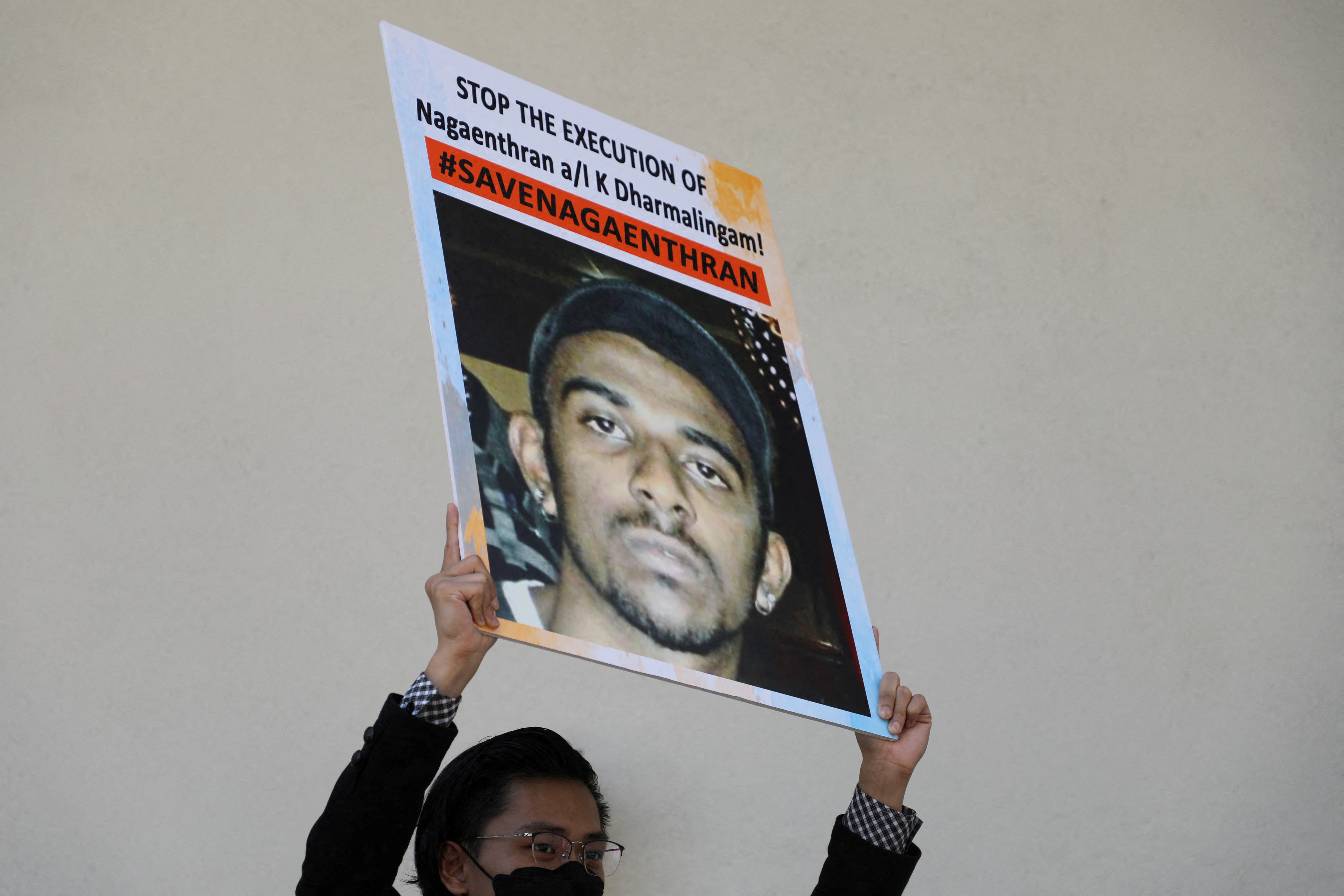 Activists demonstrate against the execution of Nagaenthran Dharmalingam, a Malaysian whose intellect, his defence and human rights groups have argued, was at a level recognised as a mental disability, for drug trafficking, in Kuala Lumpur