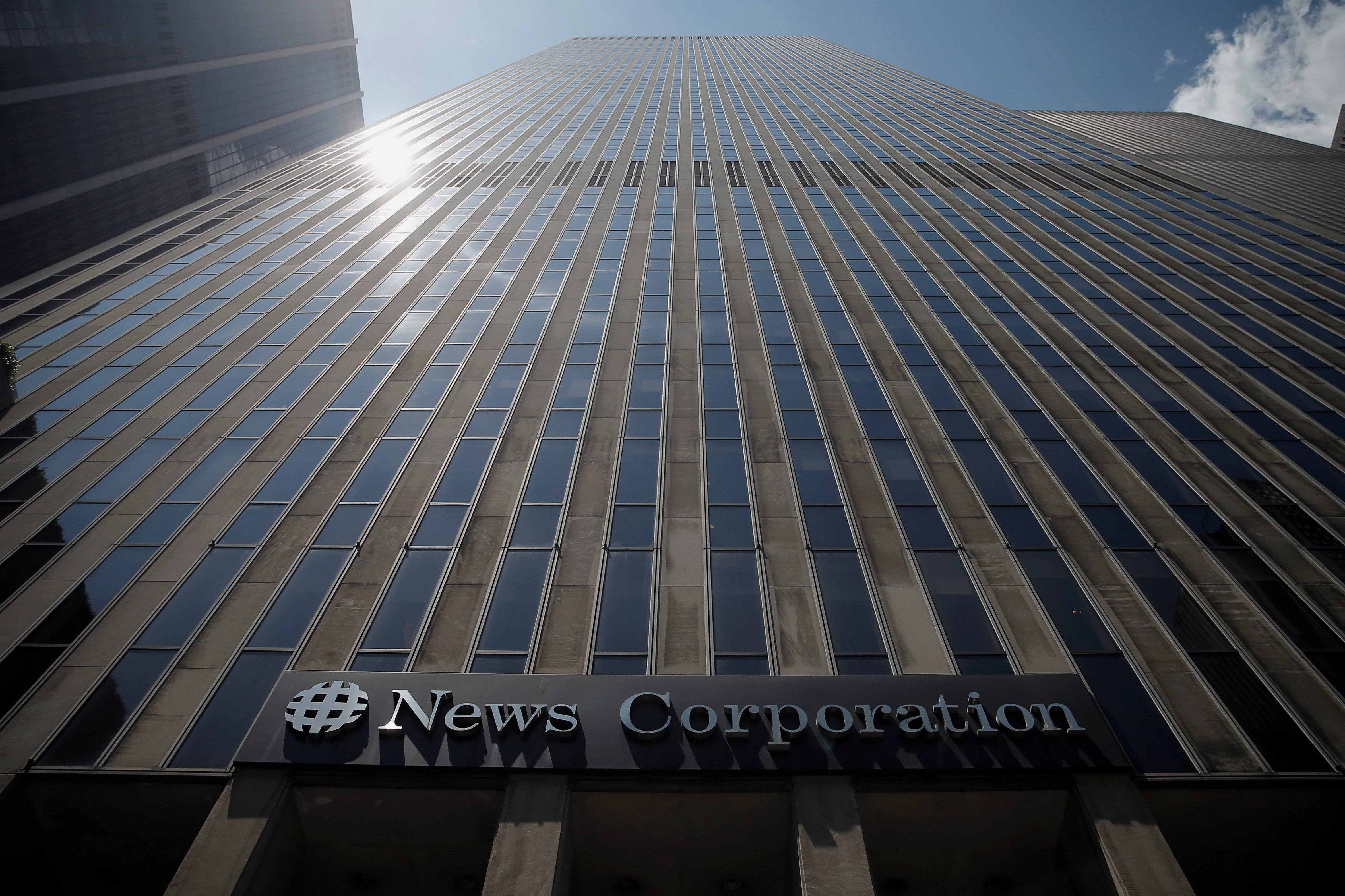 The News Corporation headquarters building, home to Fox News, is seen in New York