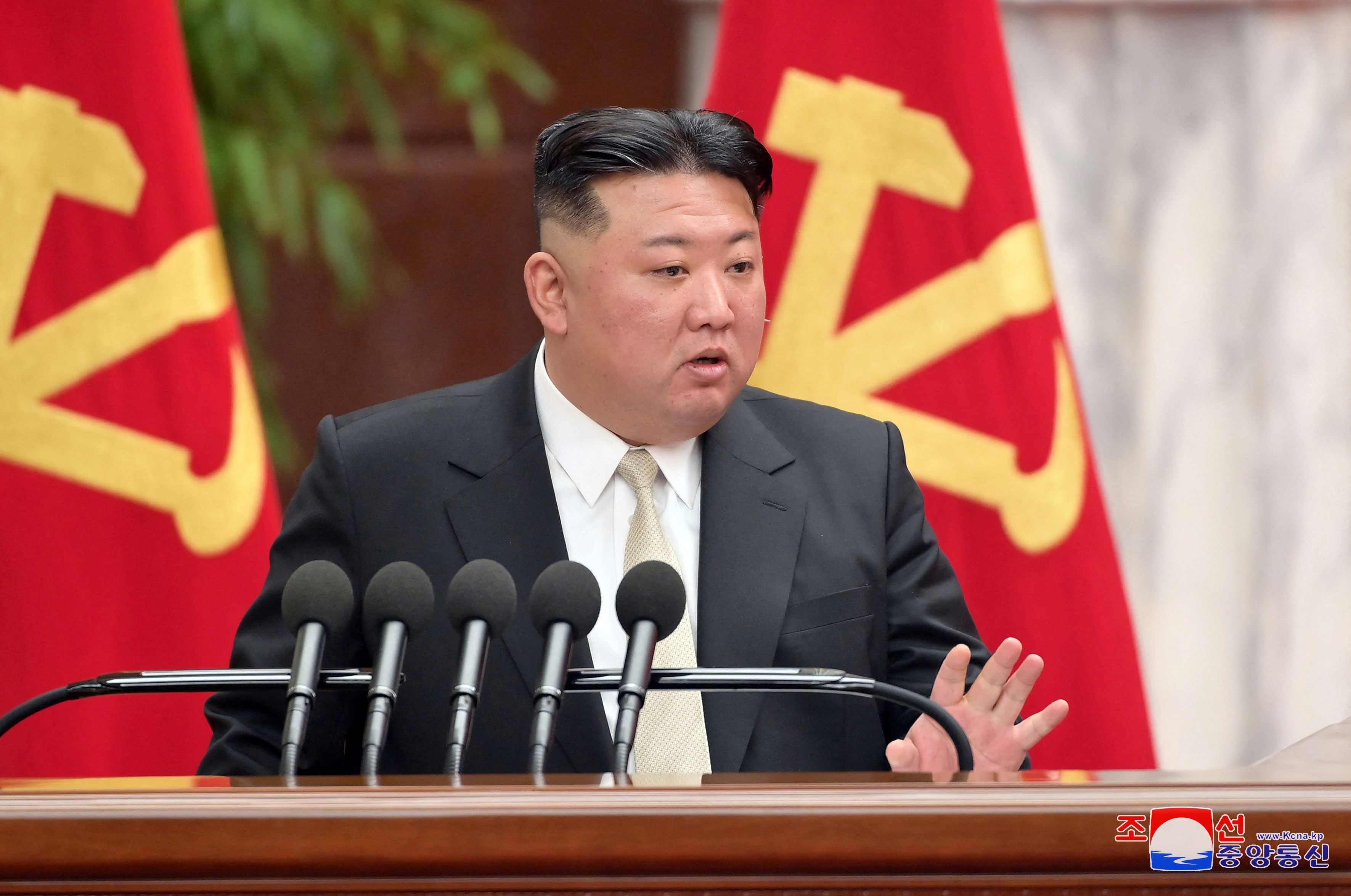 North Korean leader Kim Jong Un attends the 7th enlarged plenary meeting of the 8th Central Committee of the Workers' Party of Korea (WPK) in Pyongyang