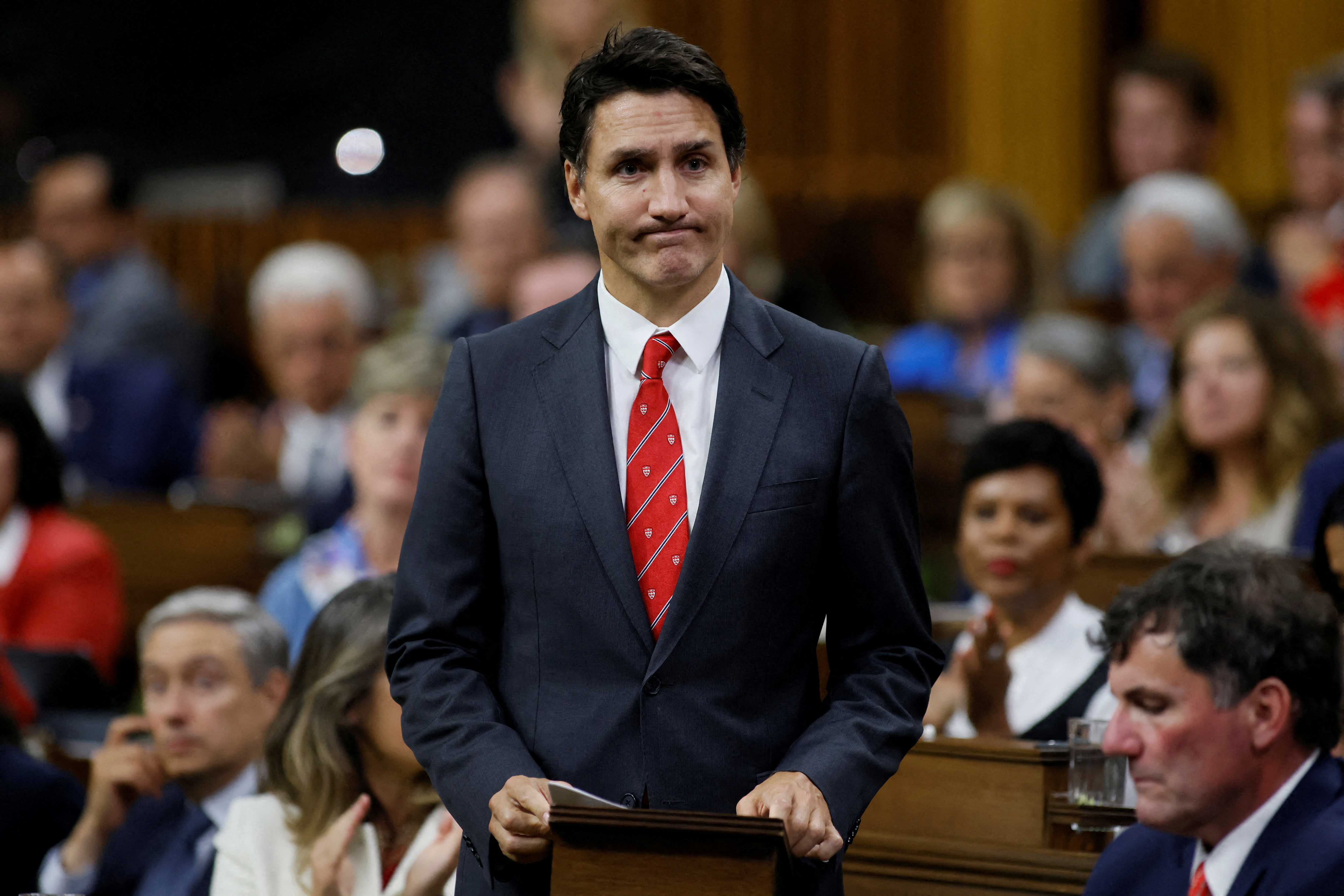 Canada's Prime Minister Justin Trudeau rises to make a statement in the House of Commons on Parliament Hill in Ottawa