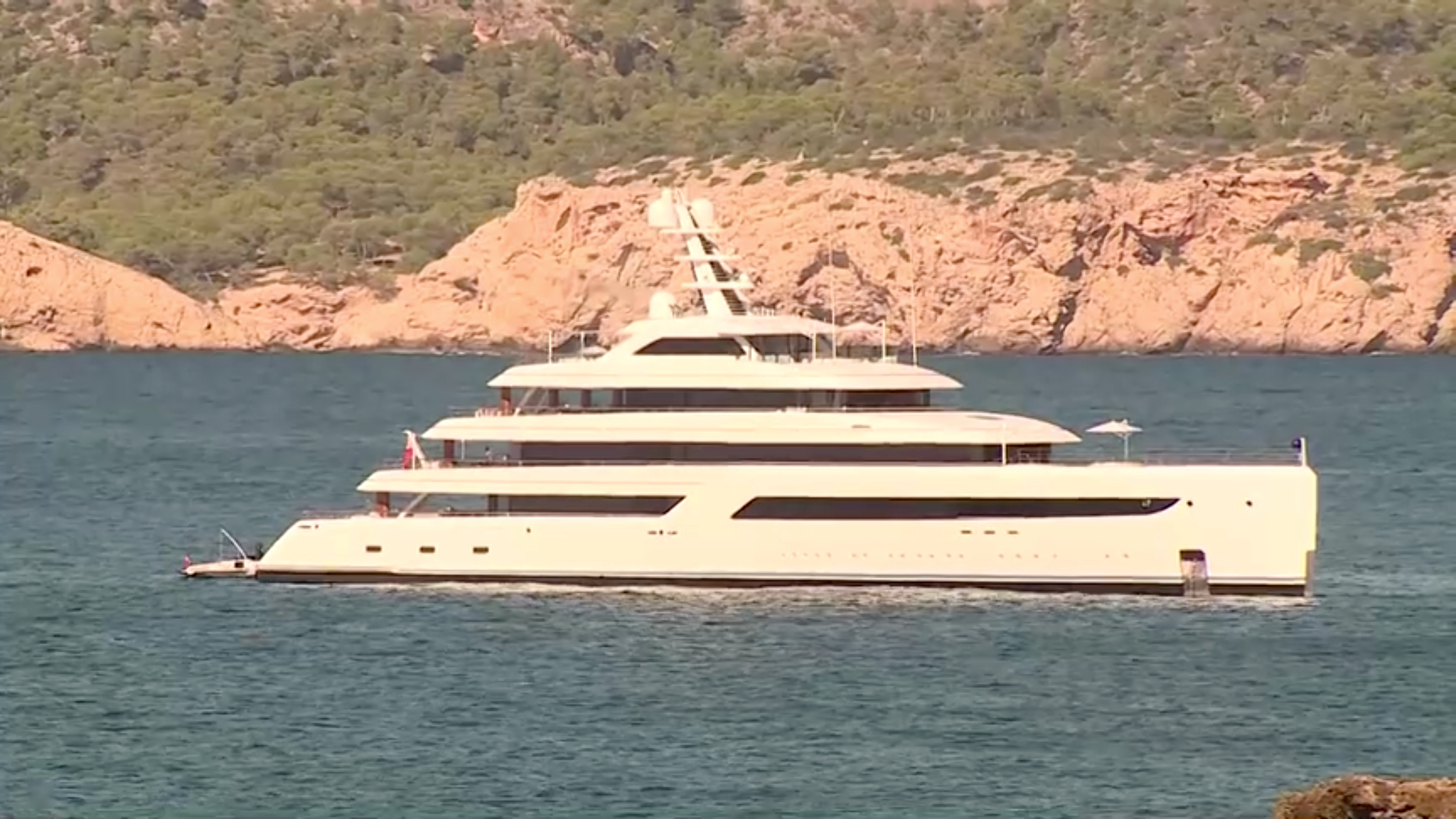 Alibaba Group founder's, Jack Ma, superyacht Zen is anchored by Mallorca Island coast, Spain October 20, 2021 in this still image taken from video. REUTERS TV via REUTERS
