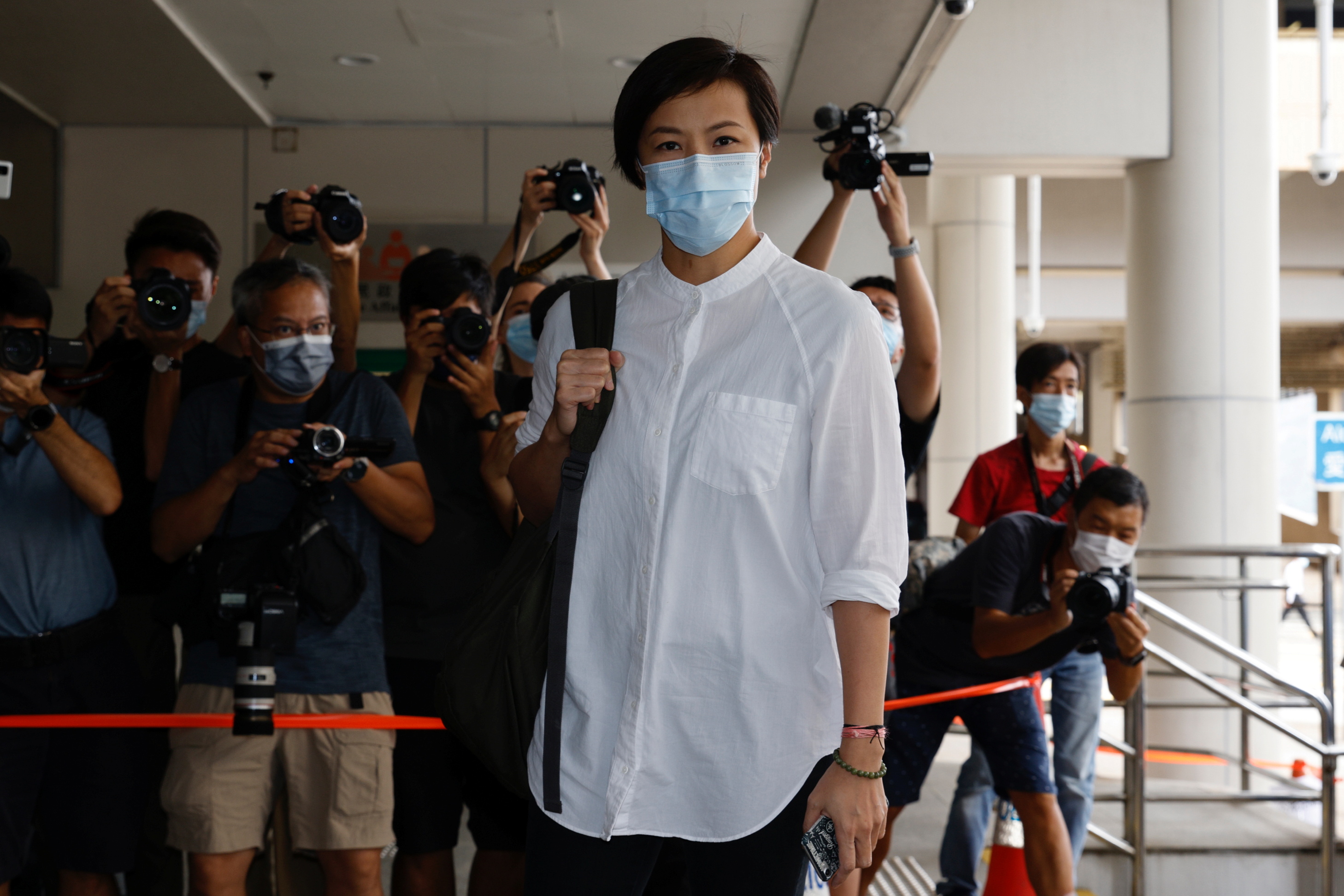 Hong Kong singer and prominent pro-democracy activist Denise Ho arrives at the Eastern Magistrates' Courts to support Anthony Wong Yiu-ming, in Hong Kong