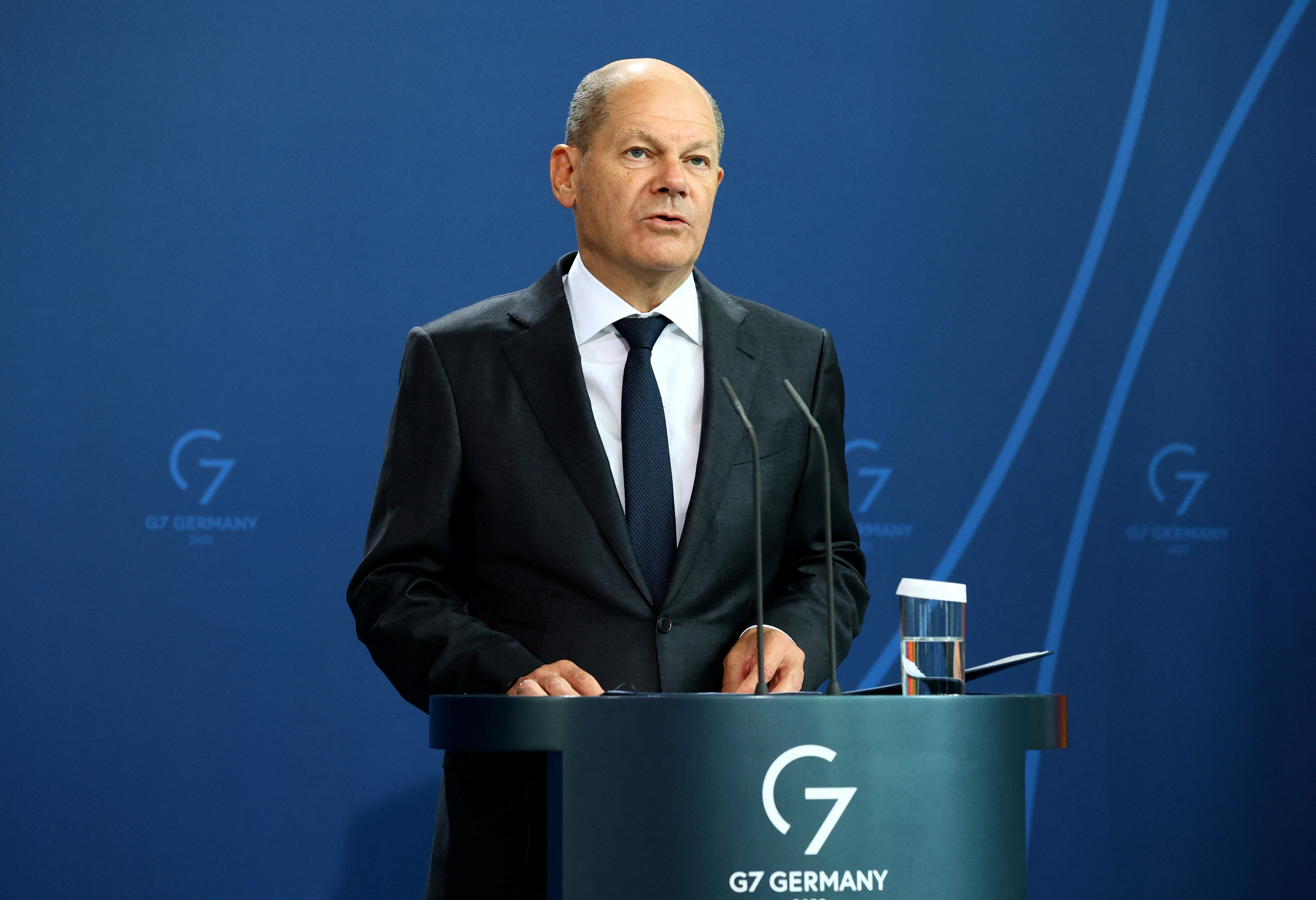 German Chancellor Scholz and European Council President Michel news conference in Berlin