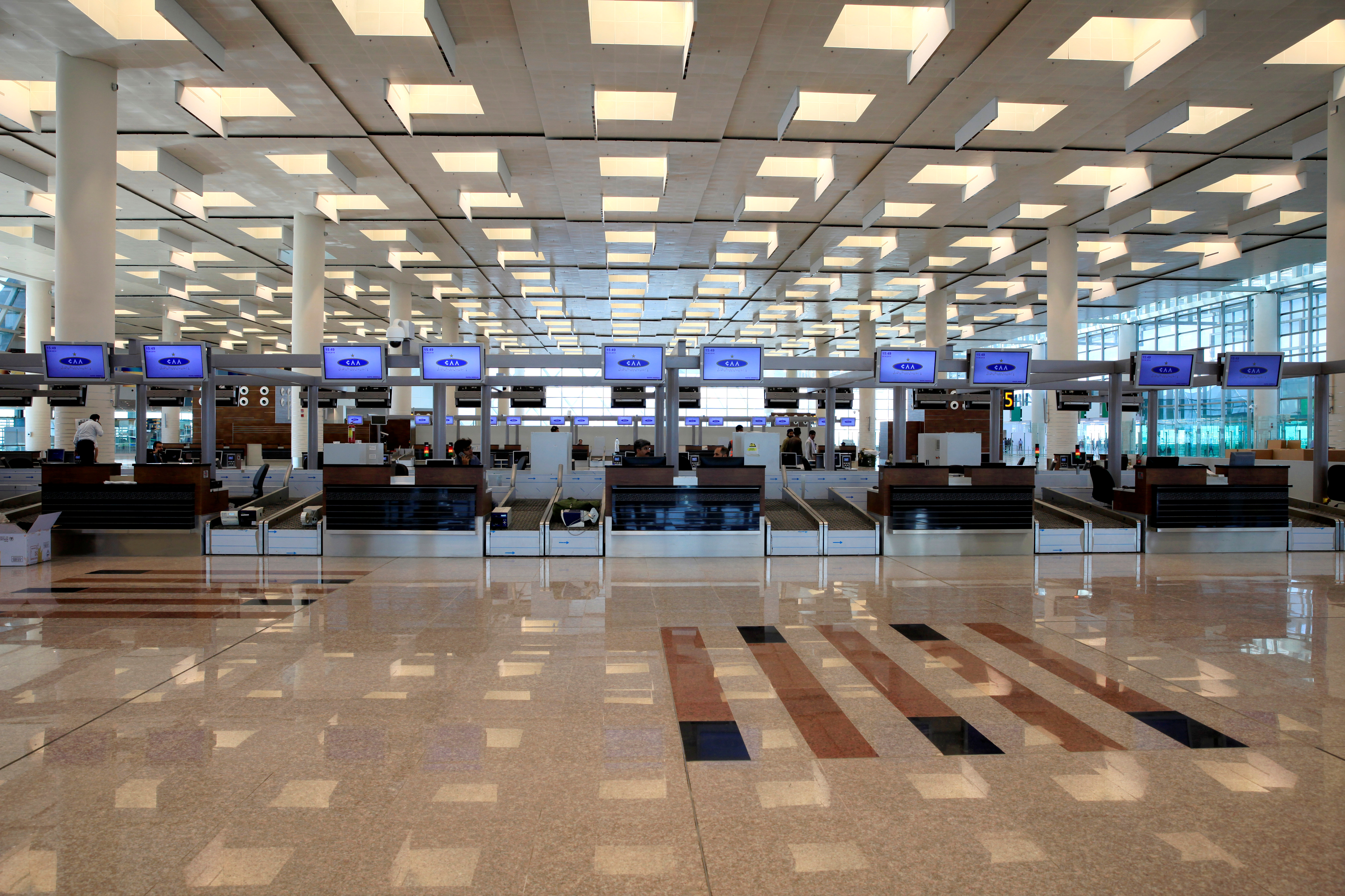 A general view of the check-in area of the newly built Islamabad International Airport Terminal