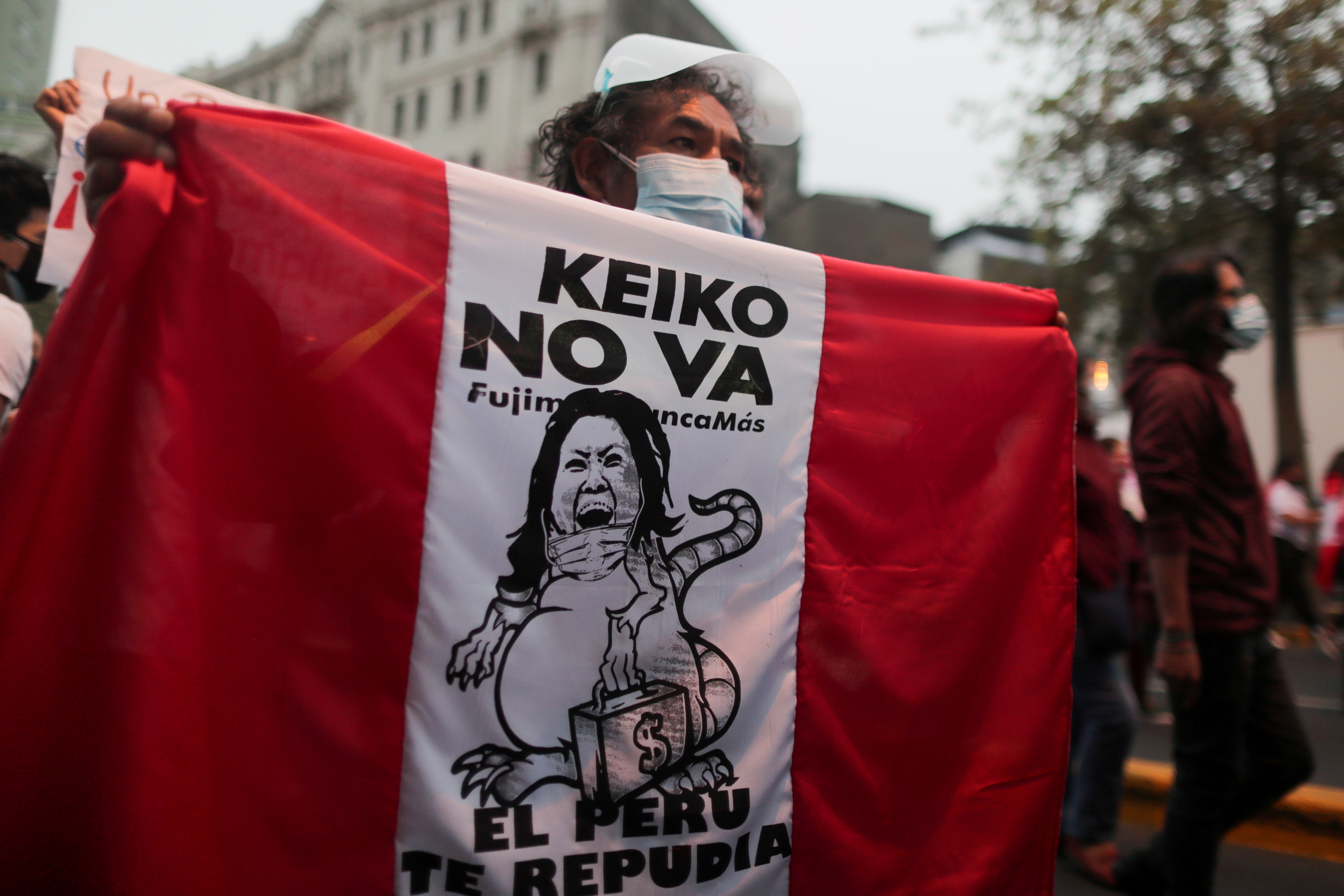 Protest against Peru's right-wing presidential candidate Keiko Fujimori in Lima