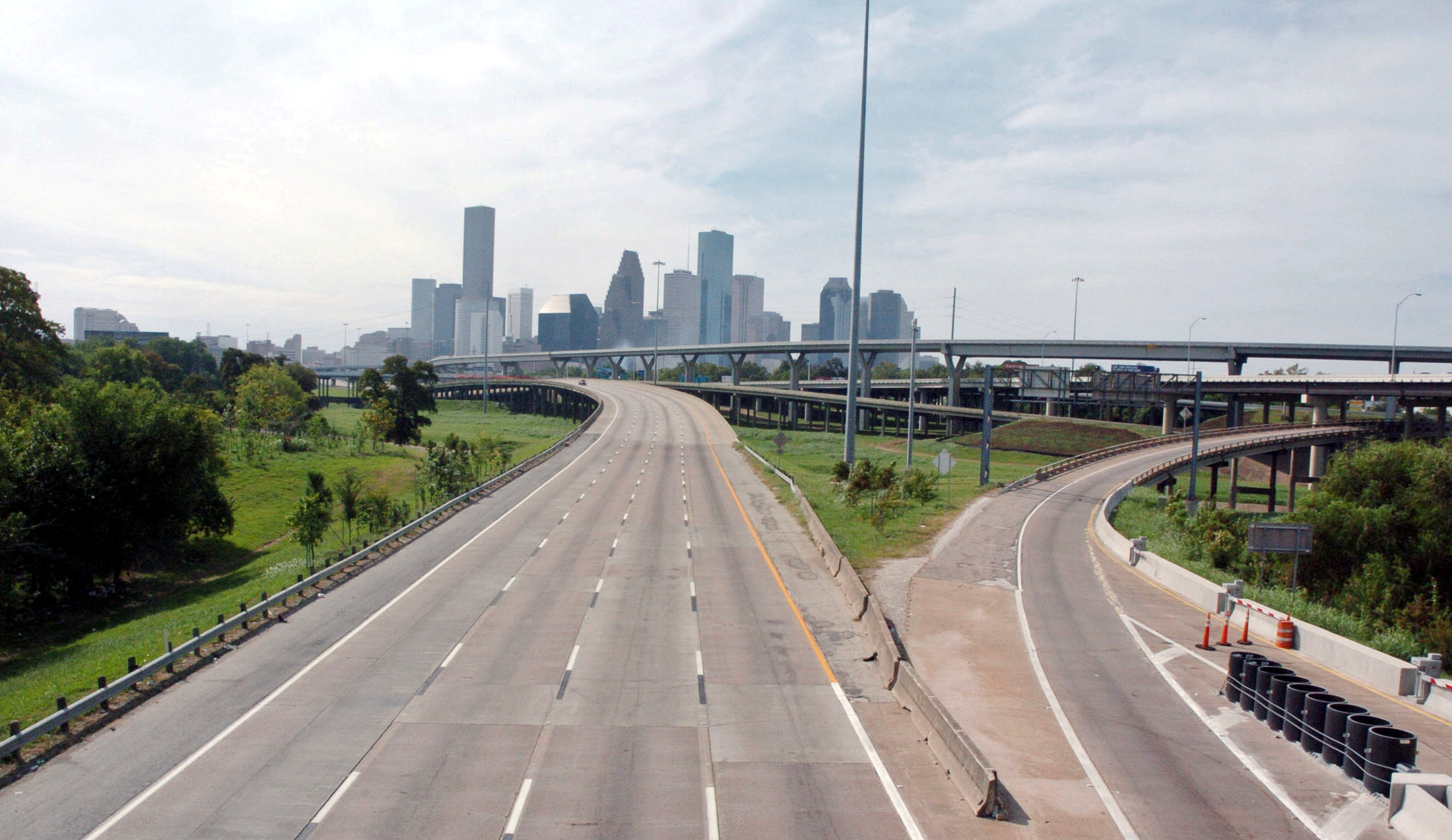 A view of the Houston freeways at I-45 North