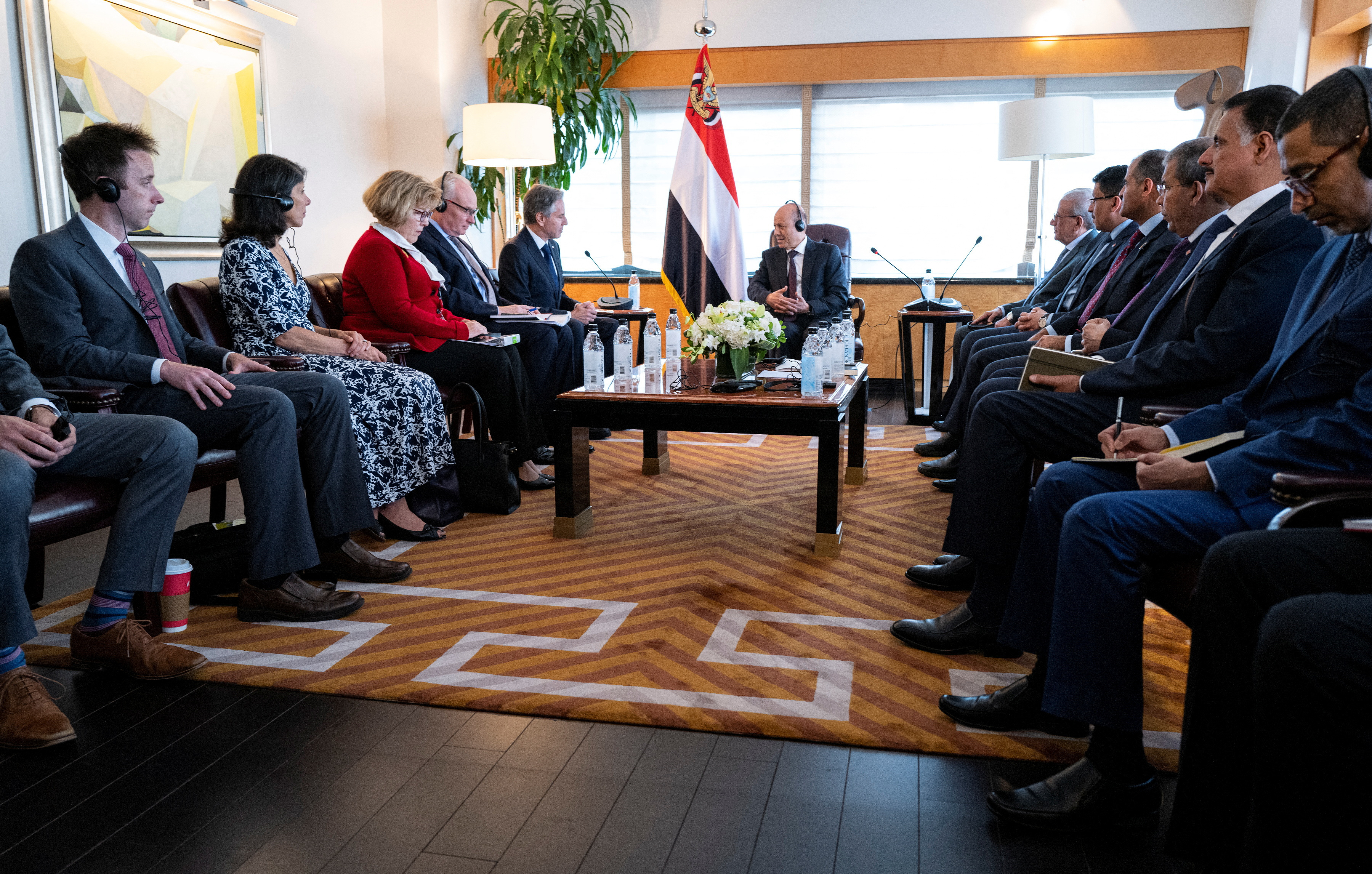 U.S. Secretary of State Antony Blinken meets with Yemeni Chairman of the Presidential Leadership Council Rashad Al-Alimi, in New York