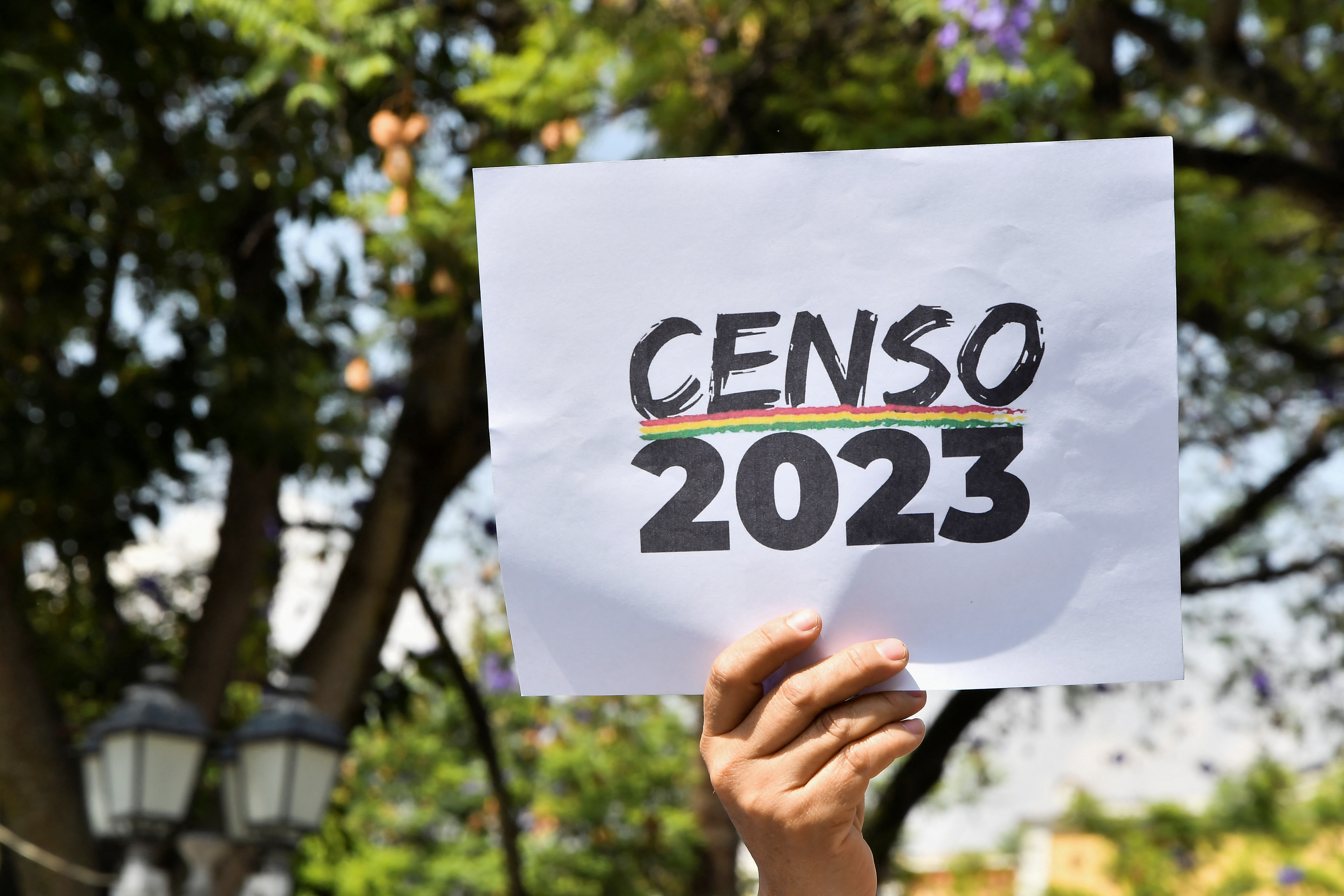 People protest against the postponement of the 2023 population and housing census in Cochabamba