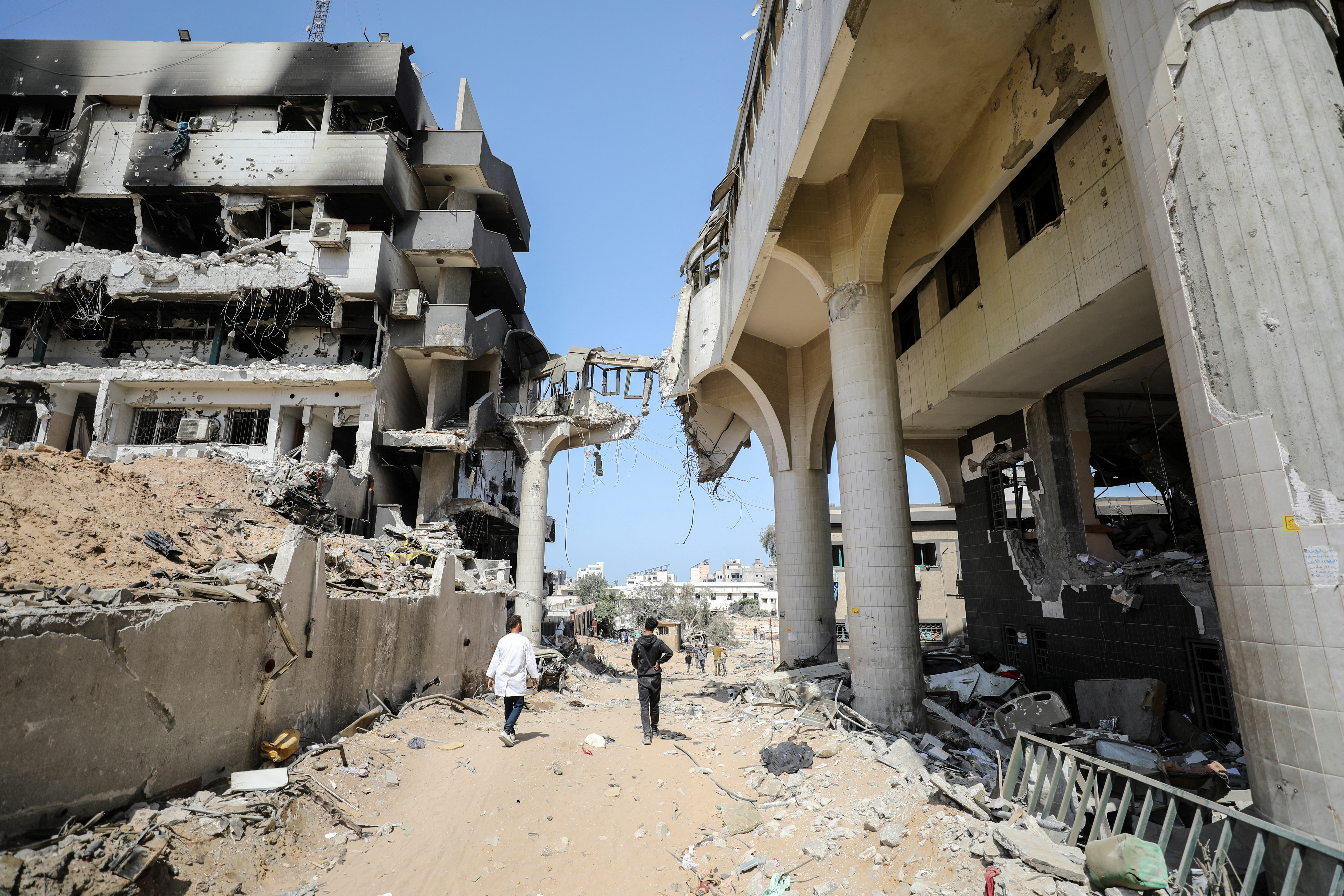Aftermath of a two-week Israeli operation at Al Shifa Hospital and the area around it