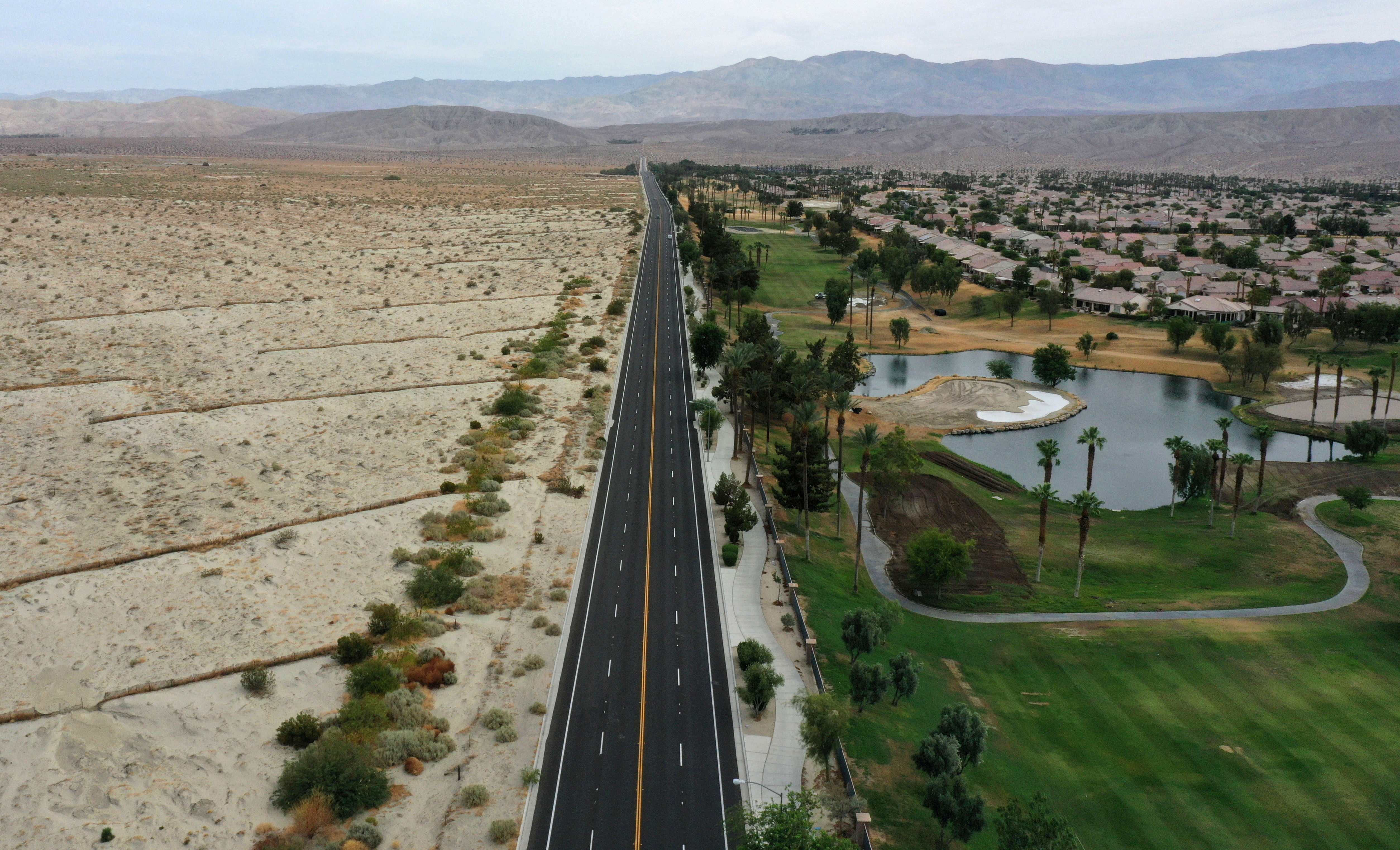 View of golf course as California faces its worst drought since 1977 in Palm Desert